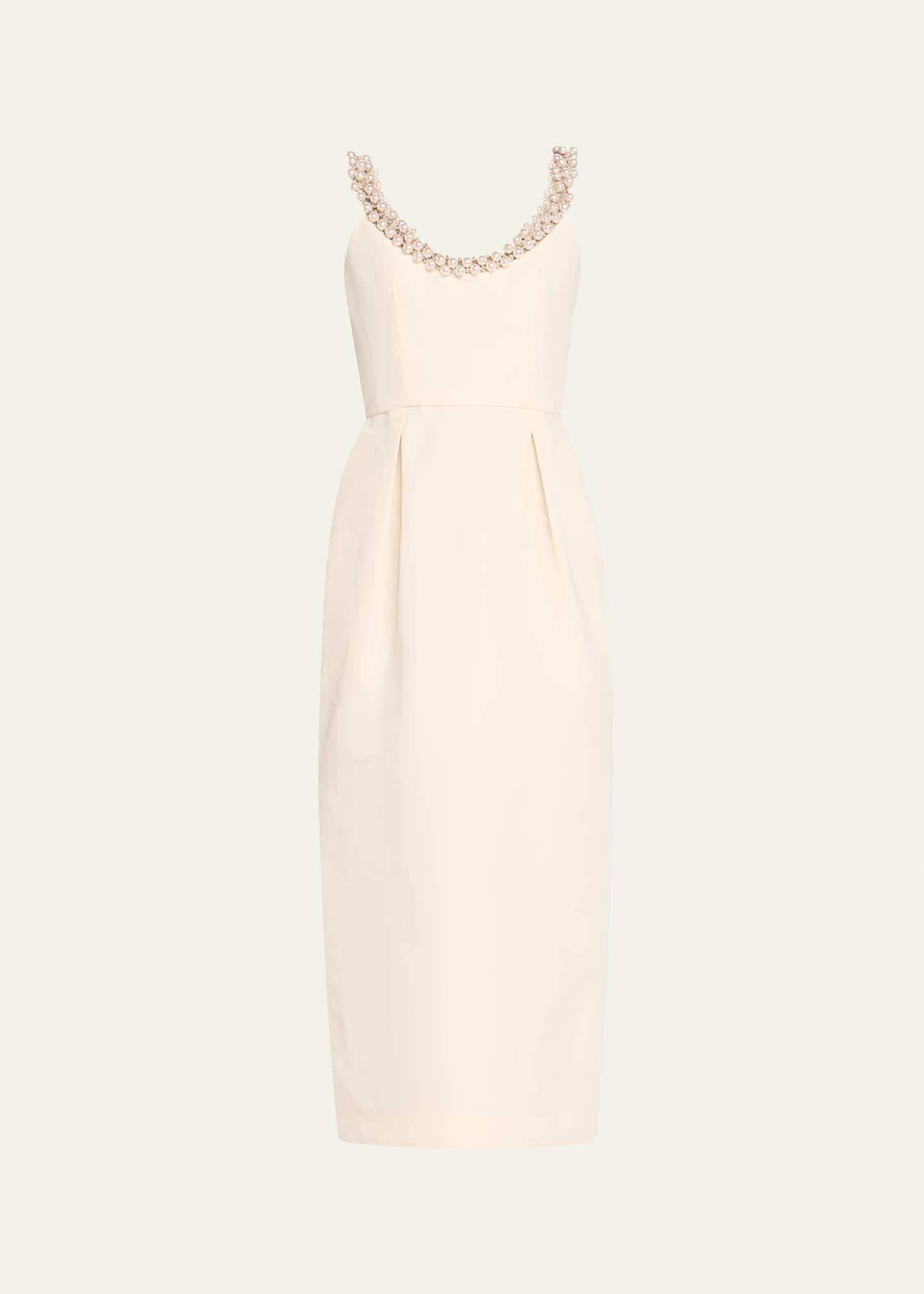 Pearly Neckline Midi Cocktail Dress