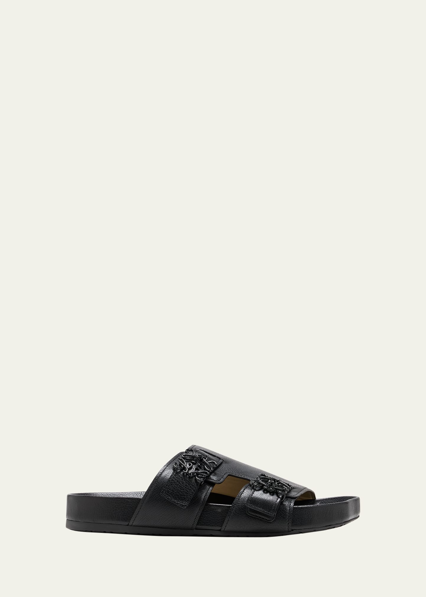 Shop Loewe Men's Ease Goatskin Slide Sandals In Black