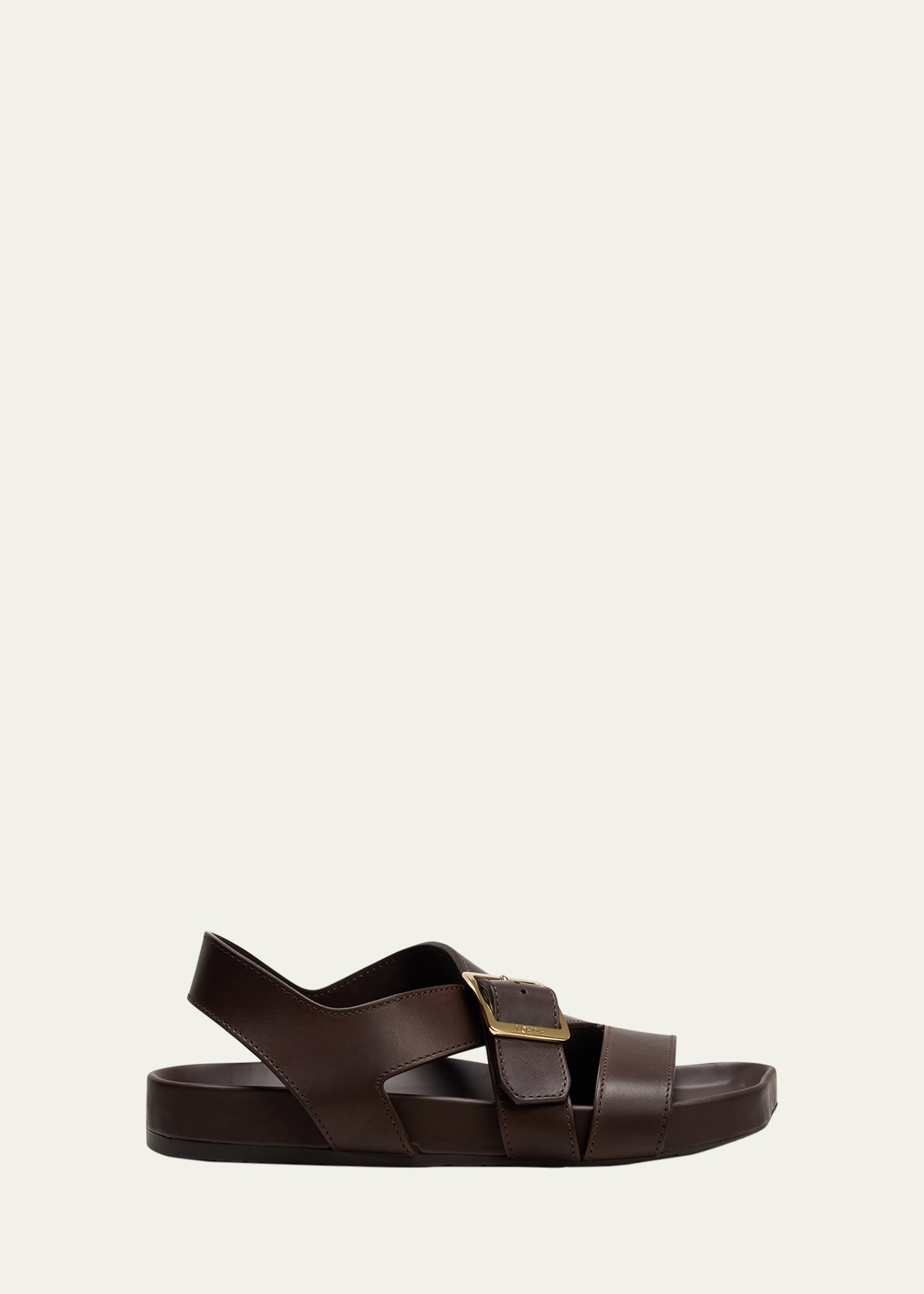 Shop Loewe Men's Ease Leather Buckle Sandals In Dark Brown