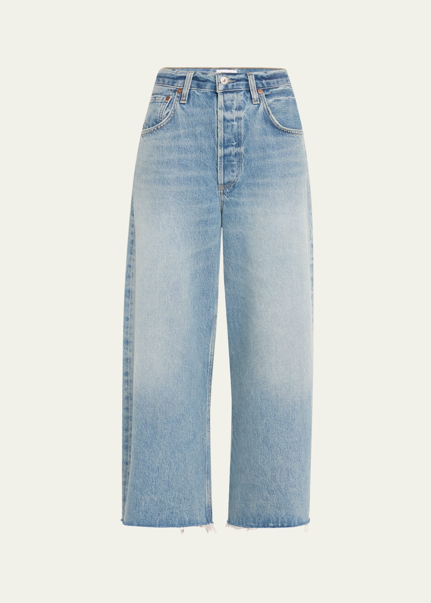 Citizen Of Humanity Ayla Cropped Frayed High-rise Wide-leg Jeans In Sodapop Md Ind