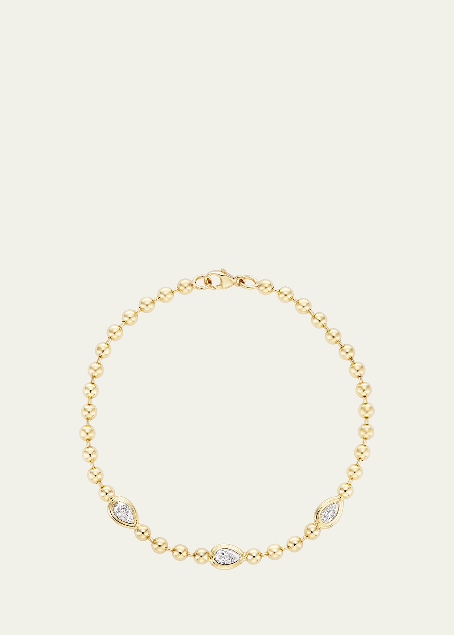 18K Gold Double Bubble Bracelet with Pear Diamonds