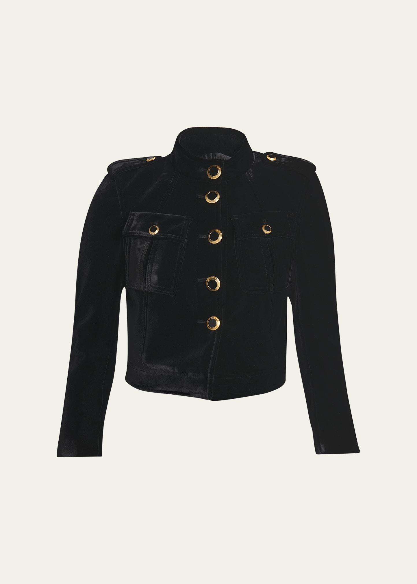 TOM FORD VELVET MILITARY JACKET WITH BUTTON DETAILS 