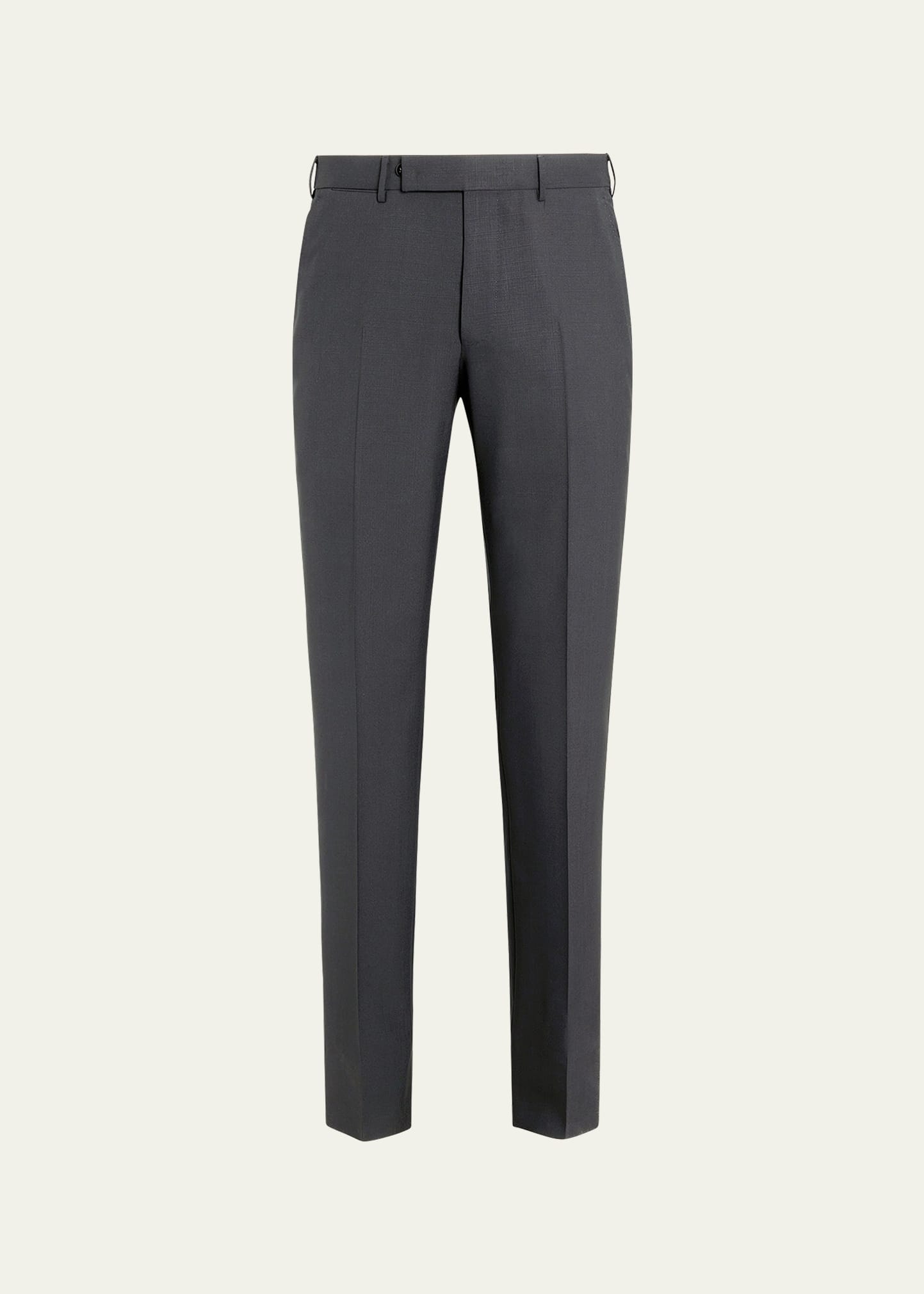Shop Zegna Men's High Performance Flat-front Trousers In Dark Gray