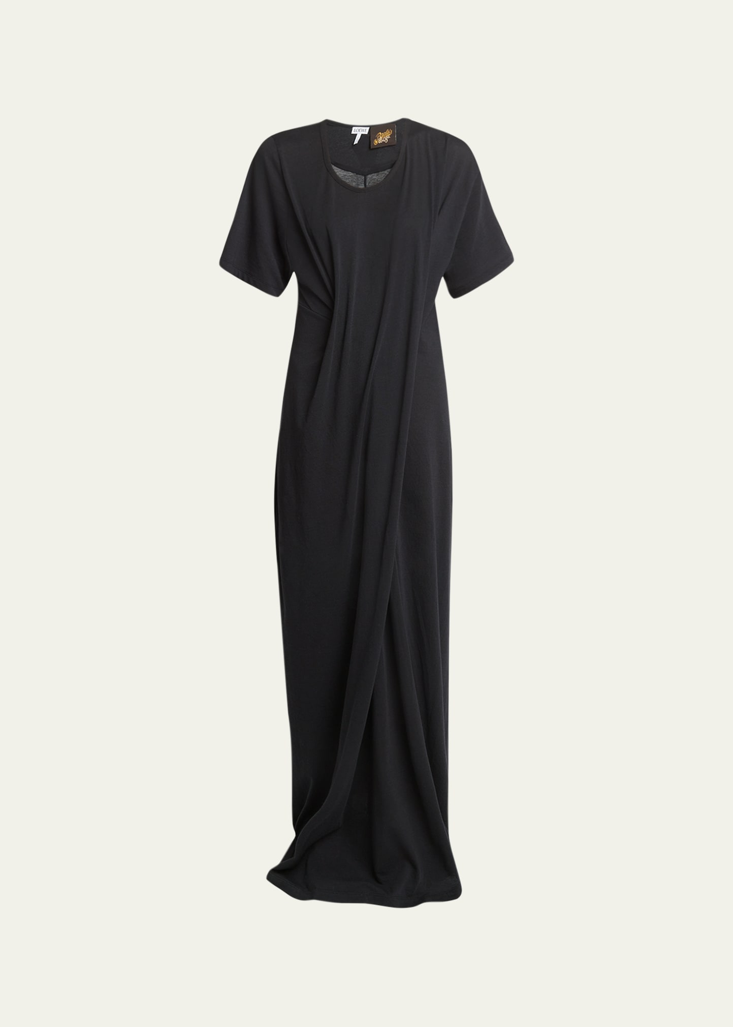 Loewe Long Draped Shirtdress In Black