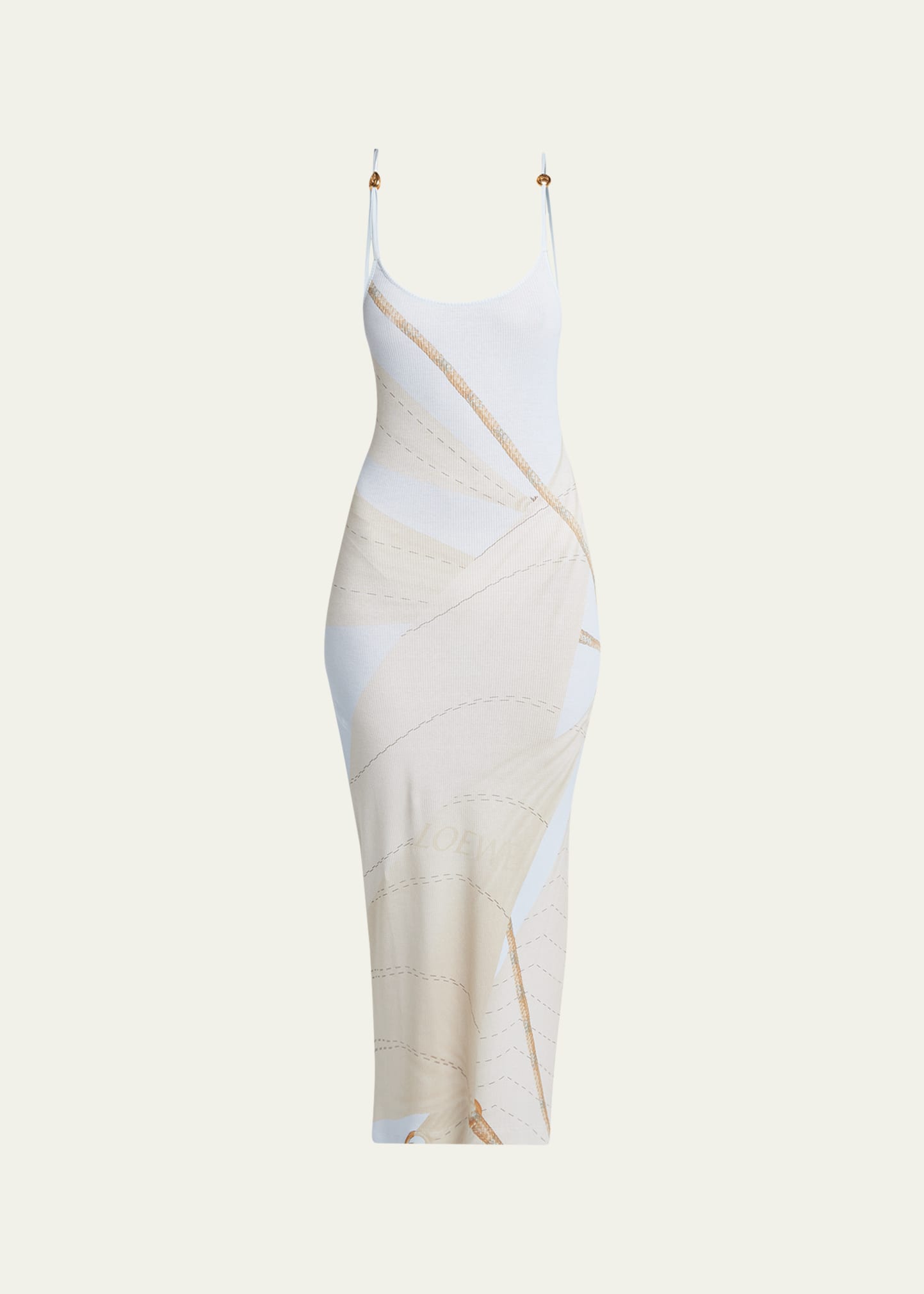 Loewe Knit Rope Print Maxi Dress In White