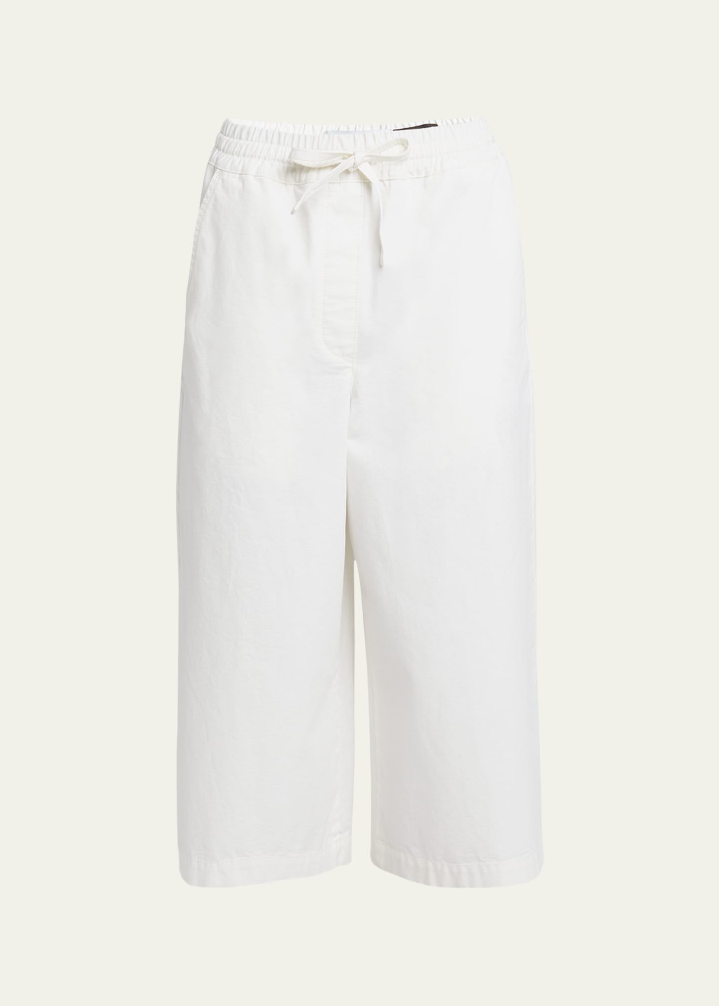 Shop Loewe X Paula Ibiza Anagram Drawstring Wide Leg Cropped Denim Trousers In White