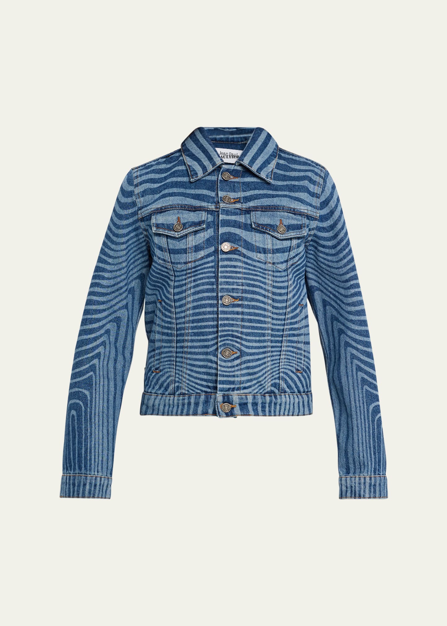 Shop Jean Paul Gaultier Body Morphing Laser Print Denim Jacket In 57-vintageblue