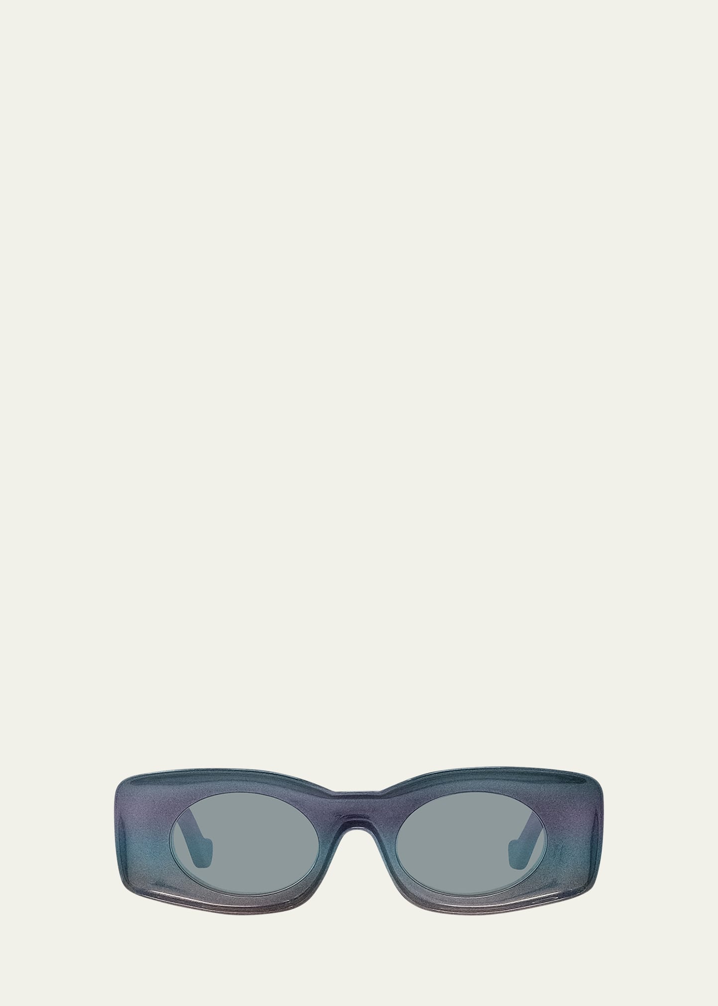 Shop Loewe Shimmery Injected Plastic Rectangle Sunglasses In Blko/blu