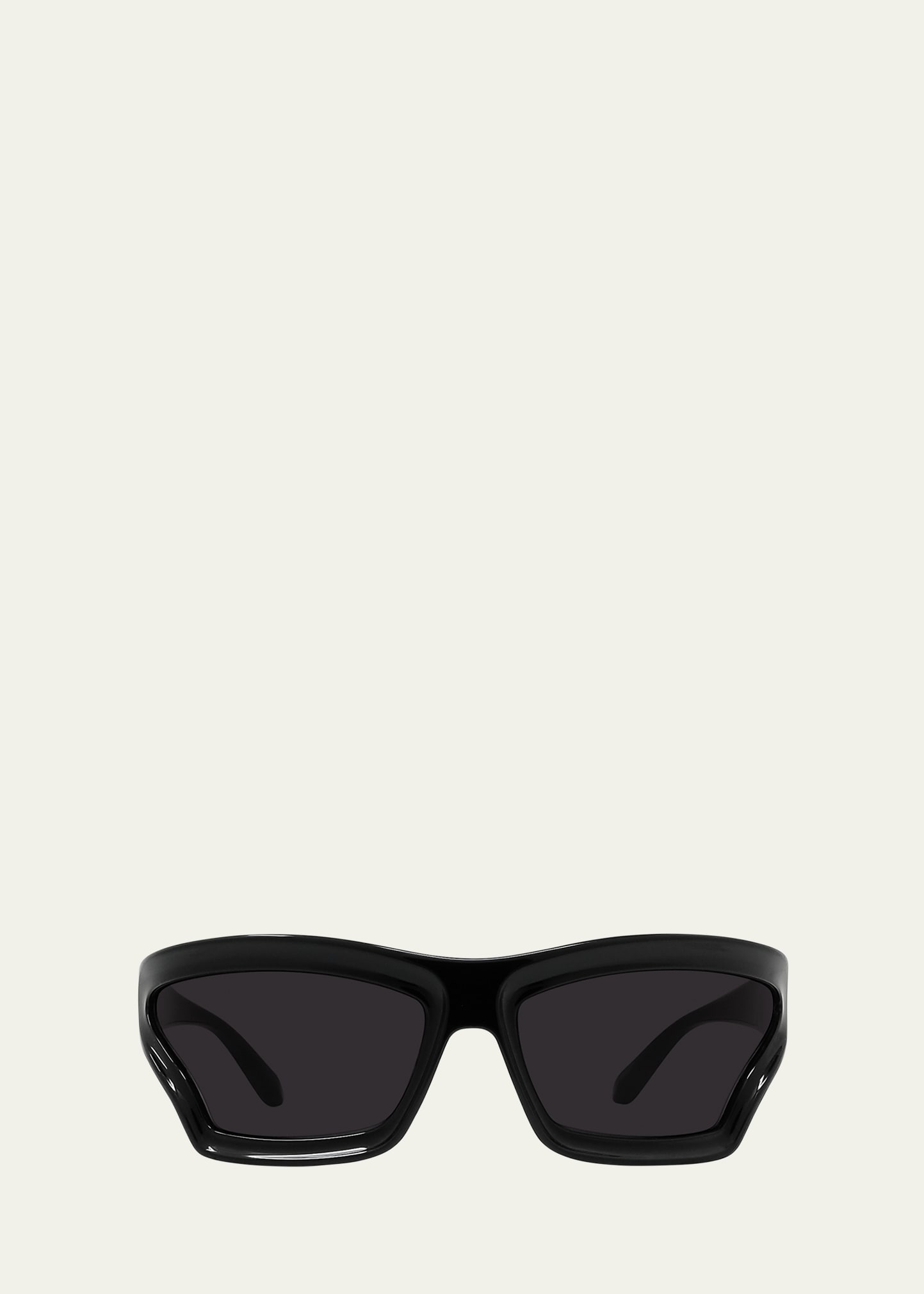 Shop Loewe Geometric Injected Plastic Wrap Sunglasses In Sblk/smk