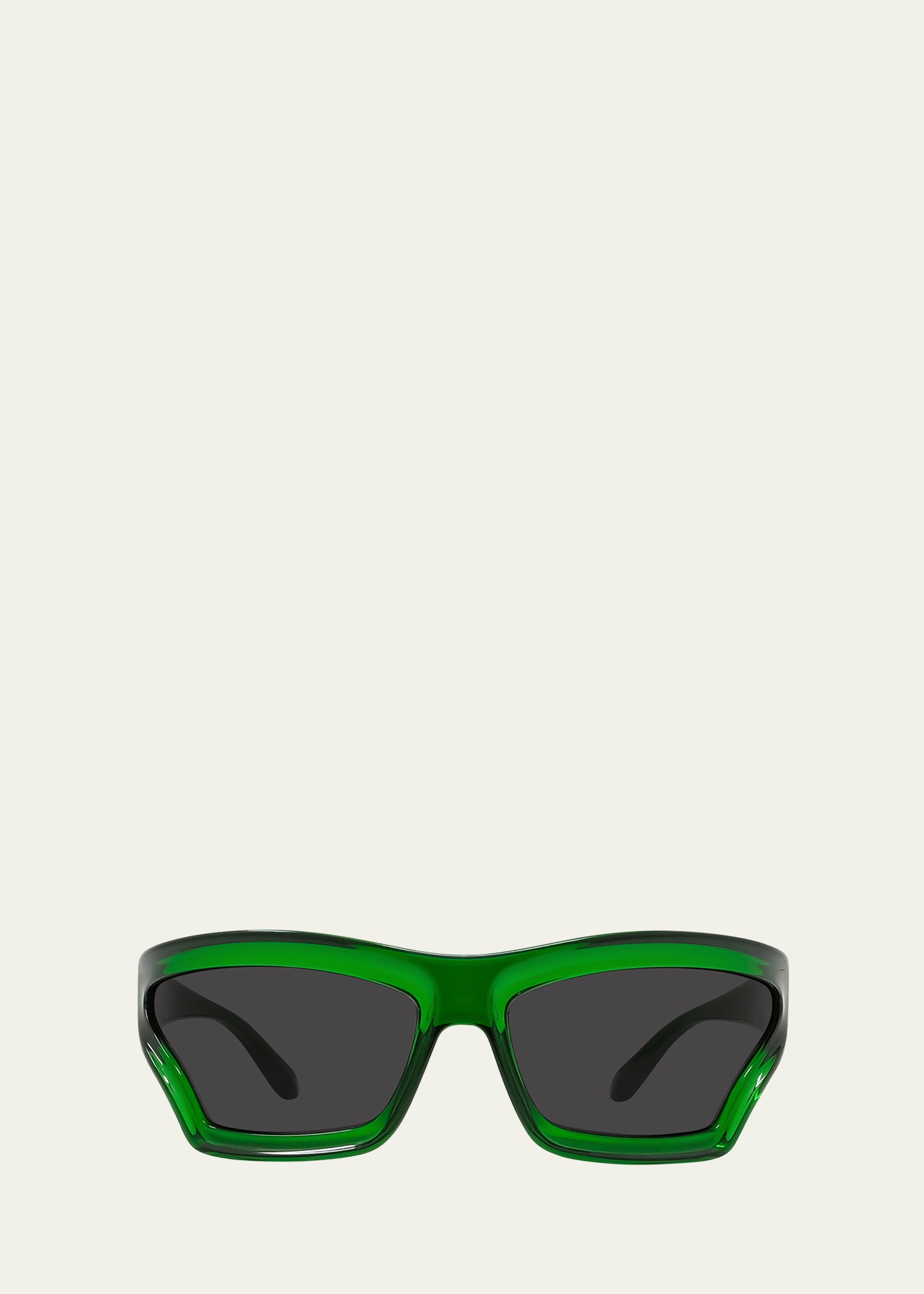 Loewe Geometric Injected Plastic Wrap Sunglasses In Green