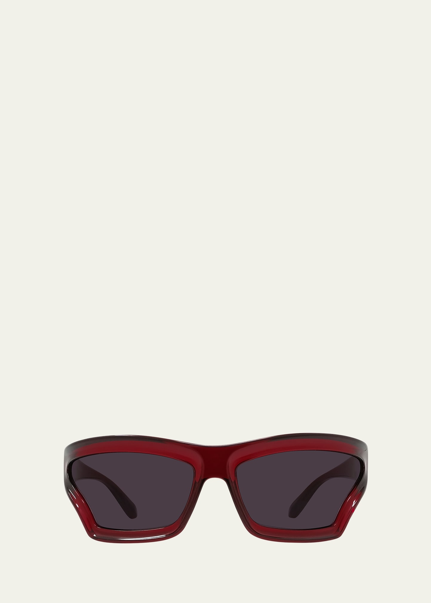 Loewe Geometric Injected Plastic Wrap Sunglasses In Red