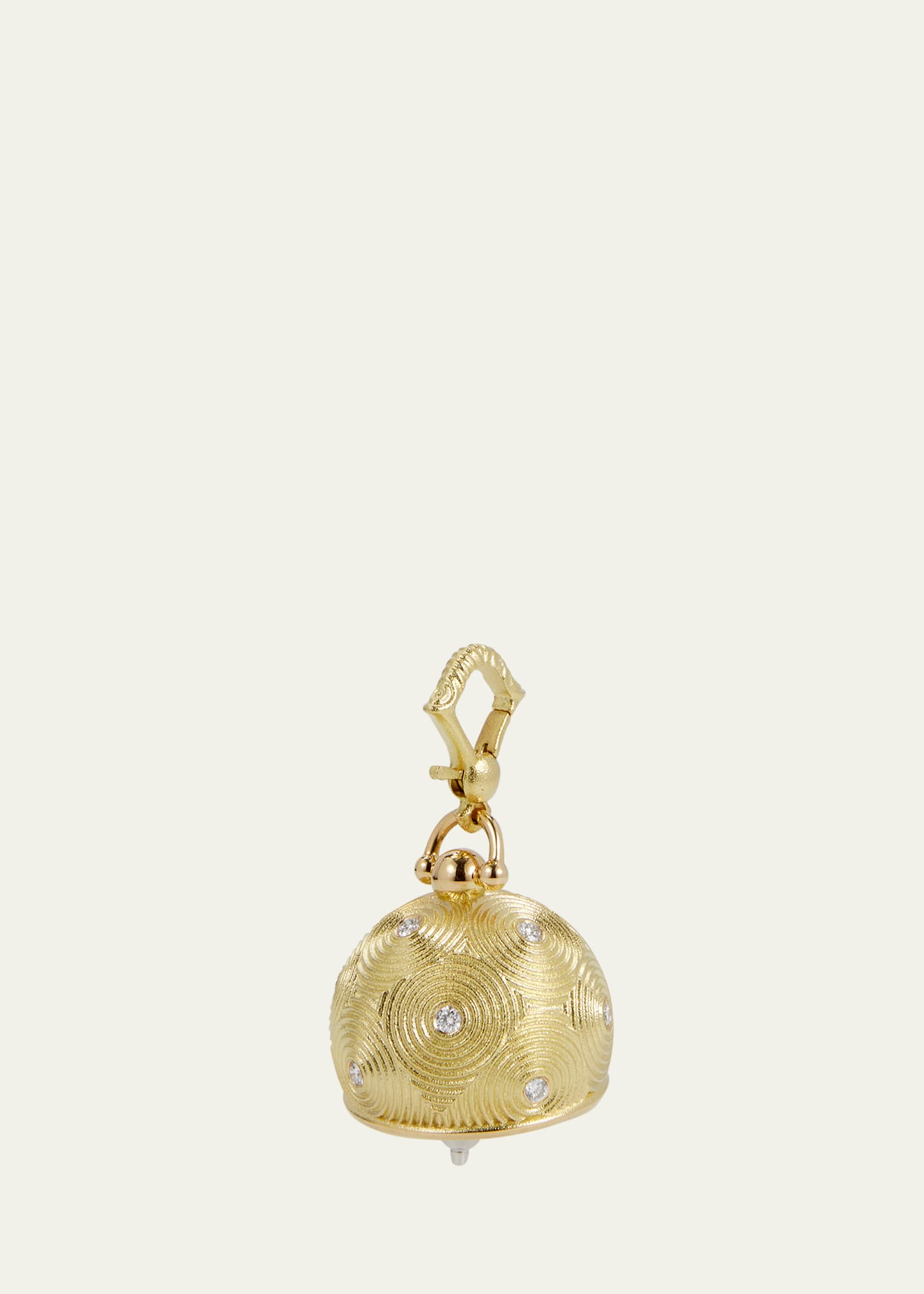 18K Yellow Gold 5-Diamond Droplet Bell Pendant