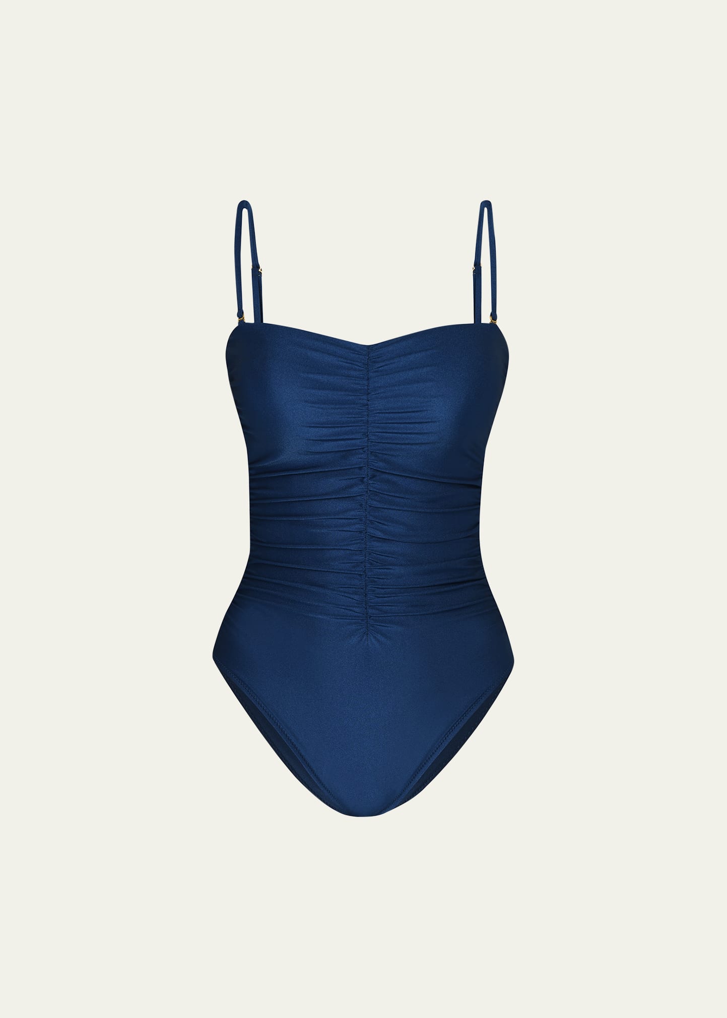 Shop L Agence Aubrey Shimmer Ruched One-piece Swimsuit In Monaco Blue