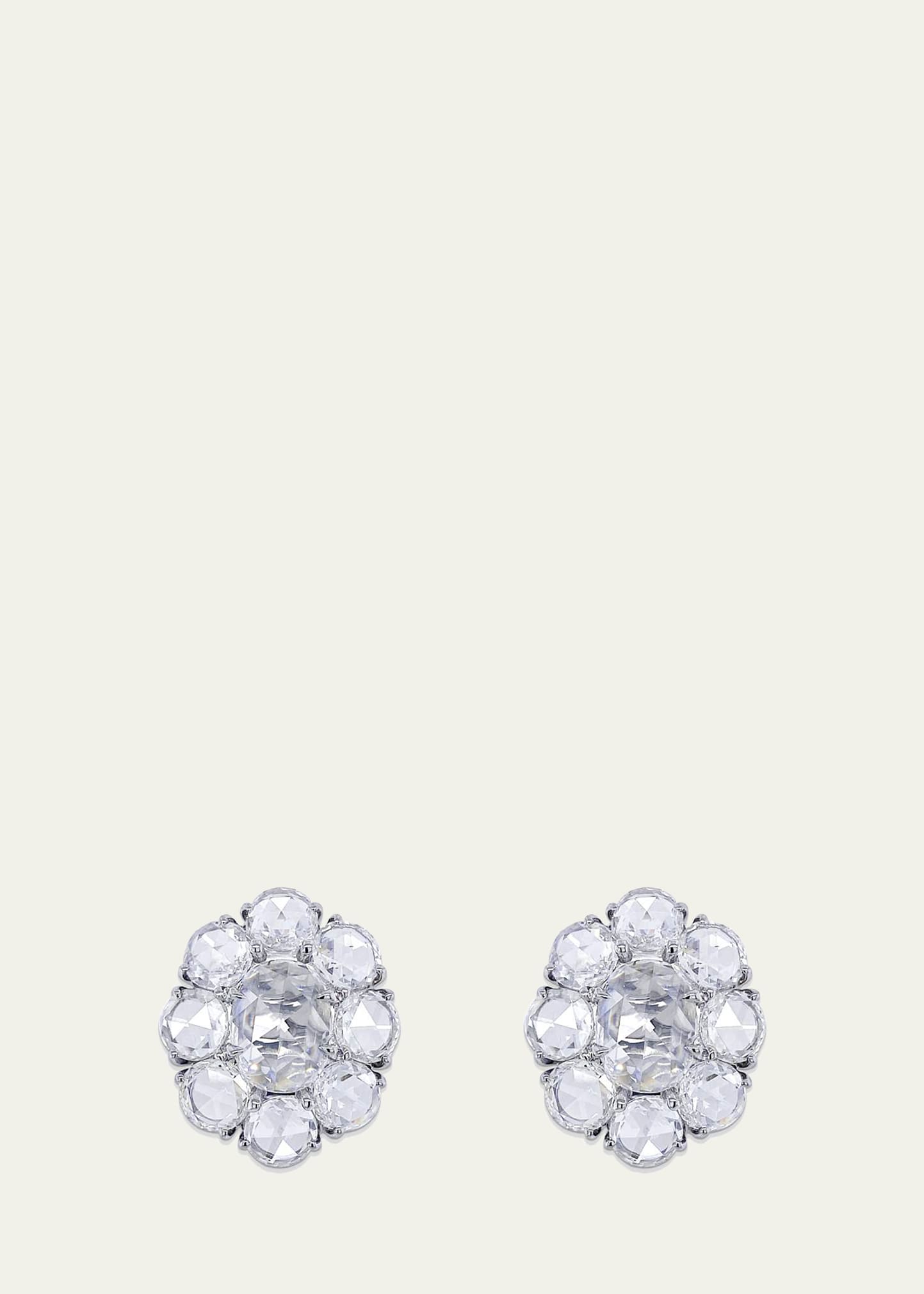 Platinum Rose Cut Stud Earrings with Diamonds