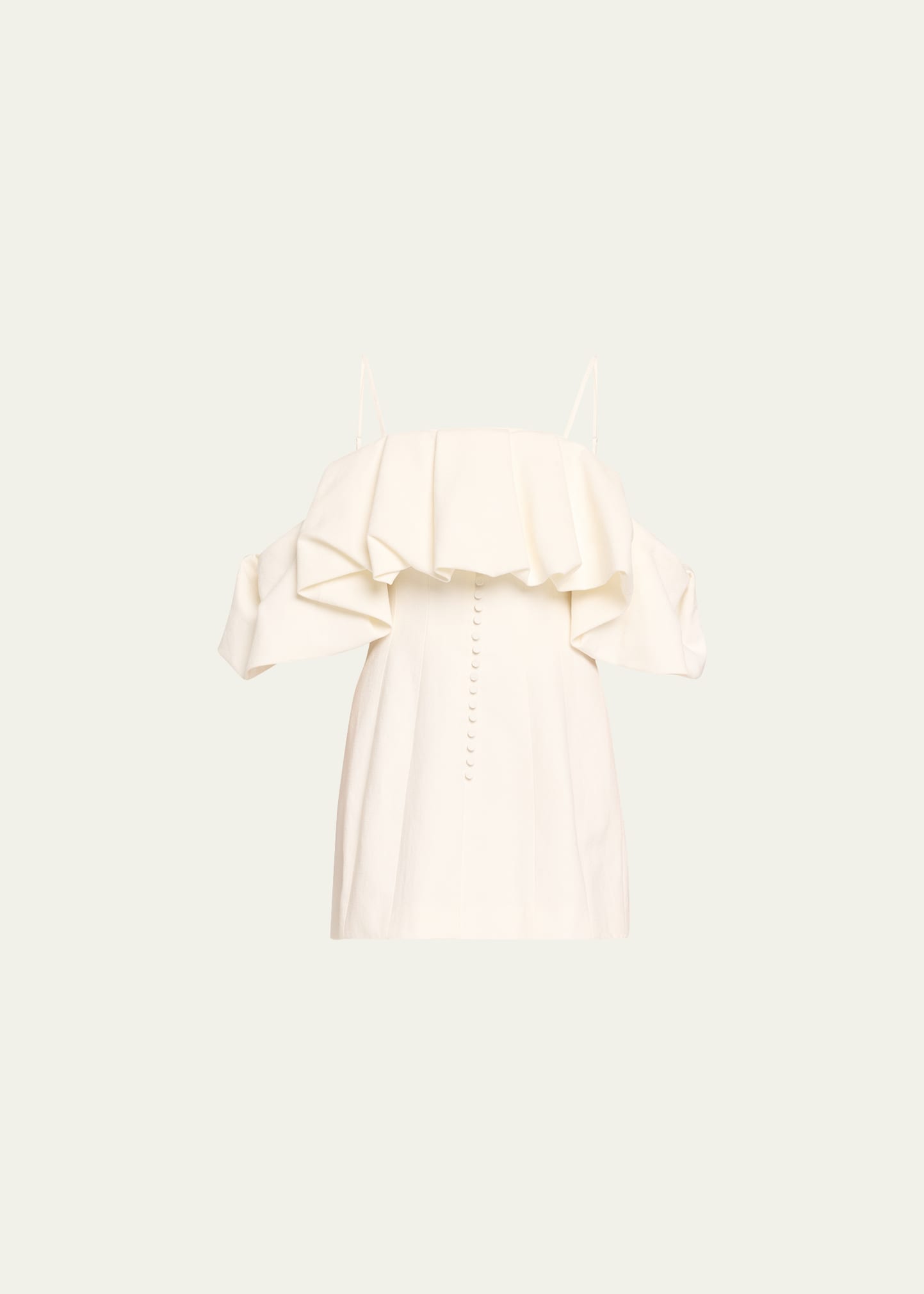 Shop Simkhai Puff Overlay Square-neck Mini Dress In Natural White
