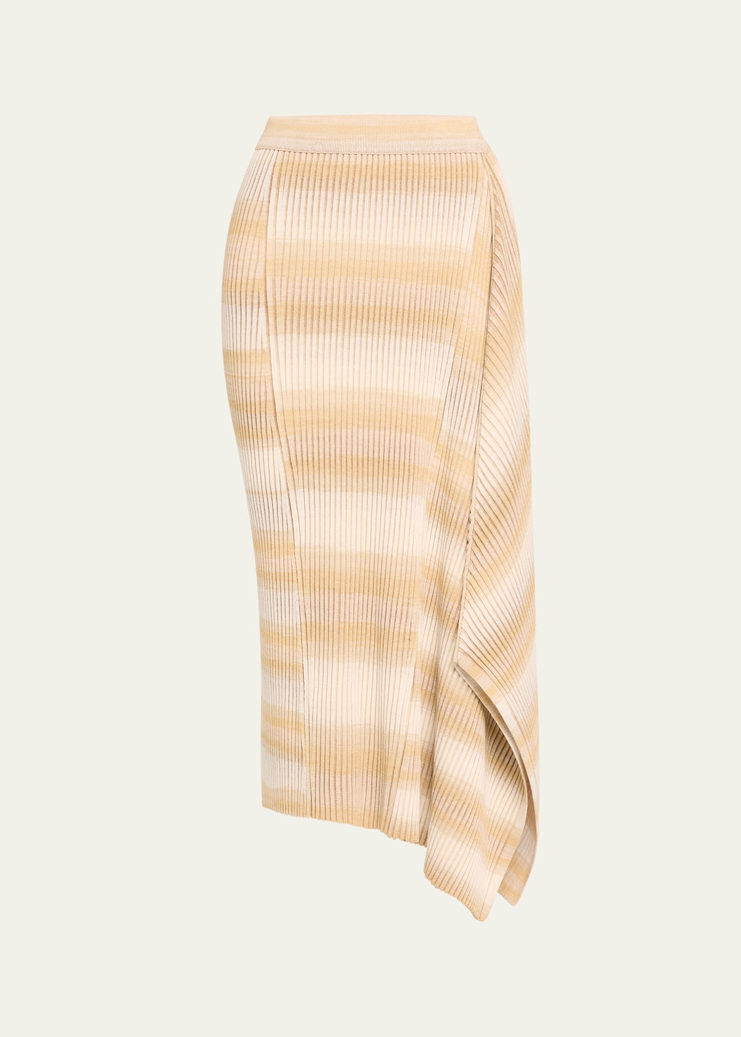 Shop Simkhai Caelan Asymmetric Stripe Knit Midi Skirt In Sand Multi