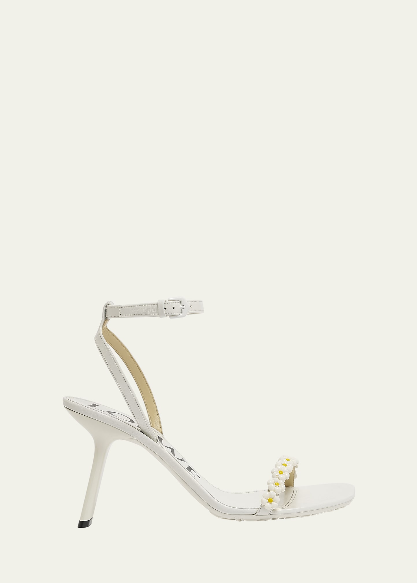 Shop Loewe Petal Daisy Leather Sandals In Almost Optic