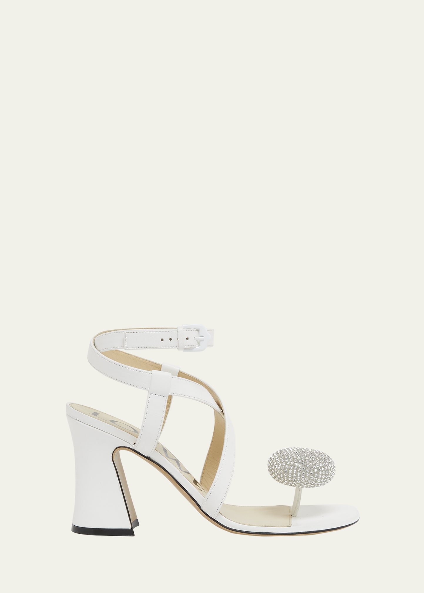 Shop Loewe Calle Pebble Leather Sandals In Almost Optic