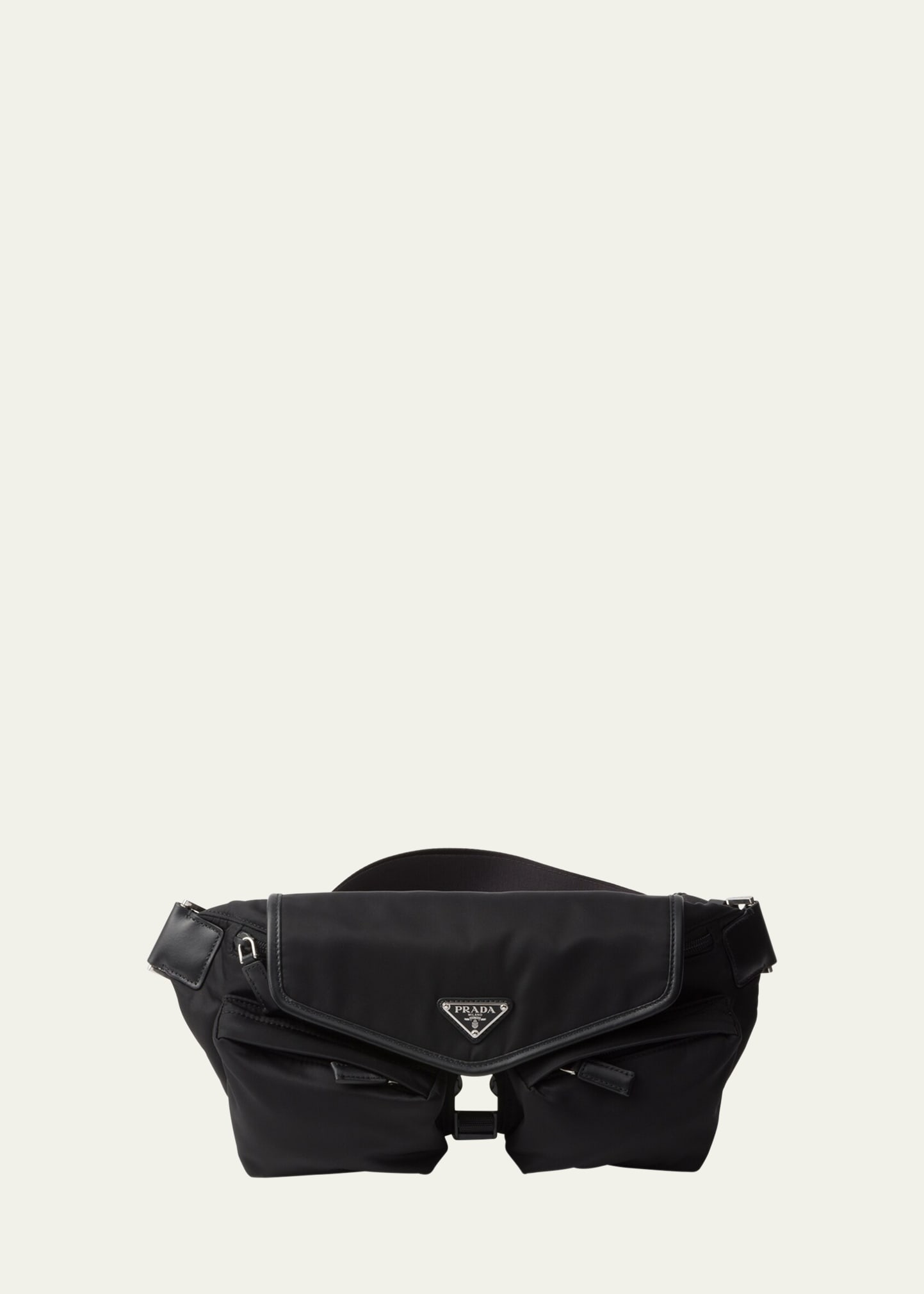 Shop Prada Men's Nylon Belt Bag In F0002 Nero