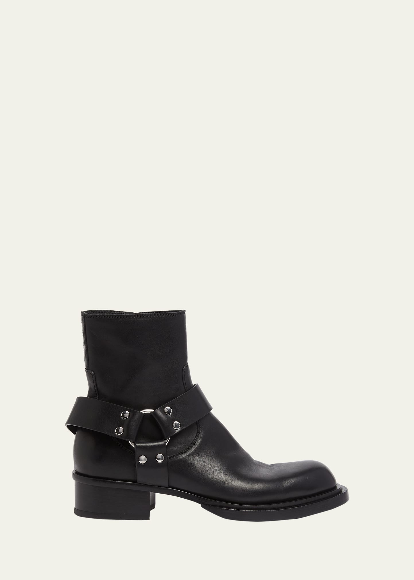 Shop Alexander Mcqueen Men's Cuban Stack Leather Ankle Boots In Black