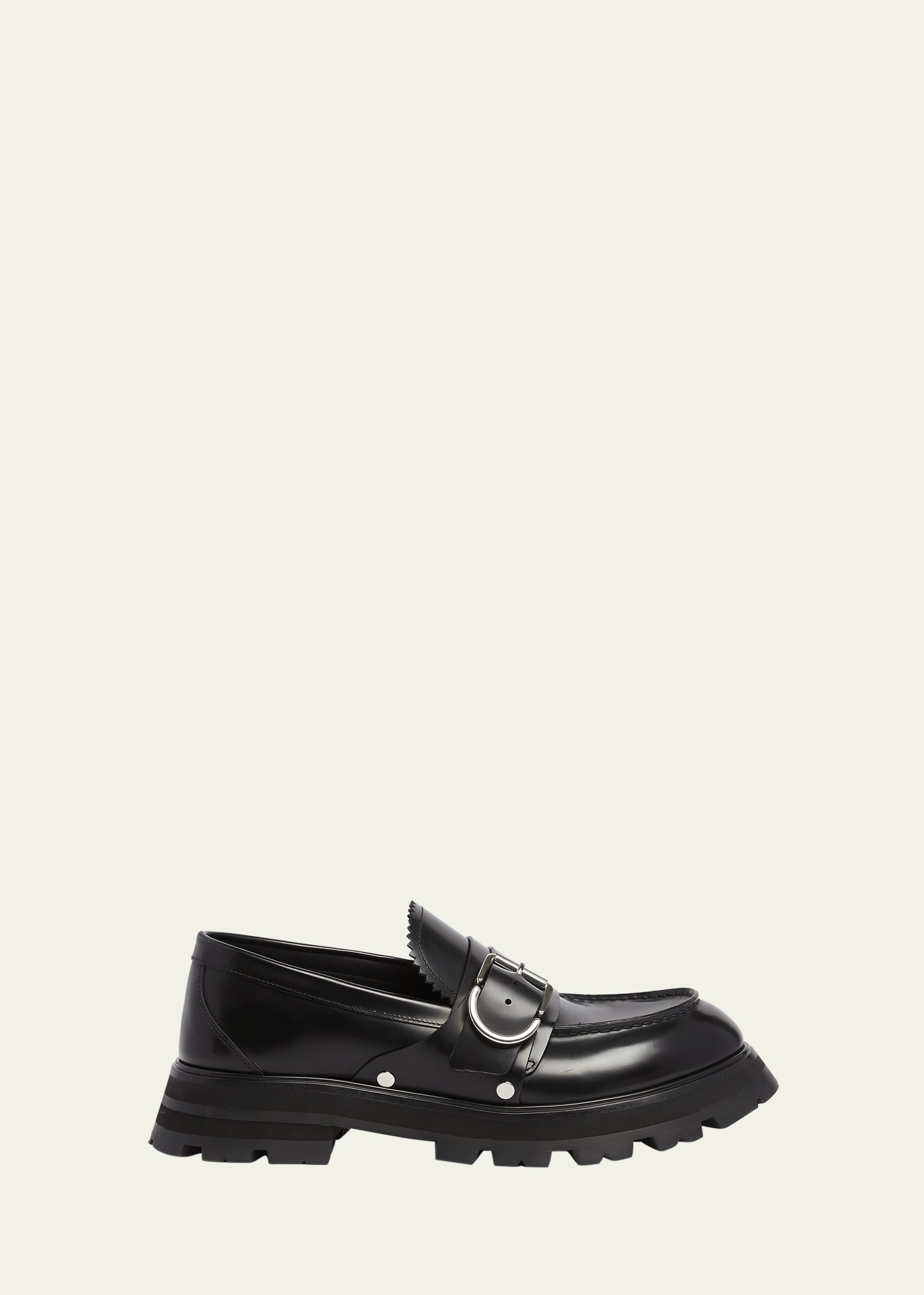 Alexander Mcqueen Men's Wander Lug-sole Buckle Loafers In Black