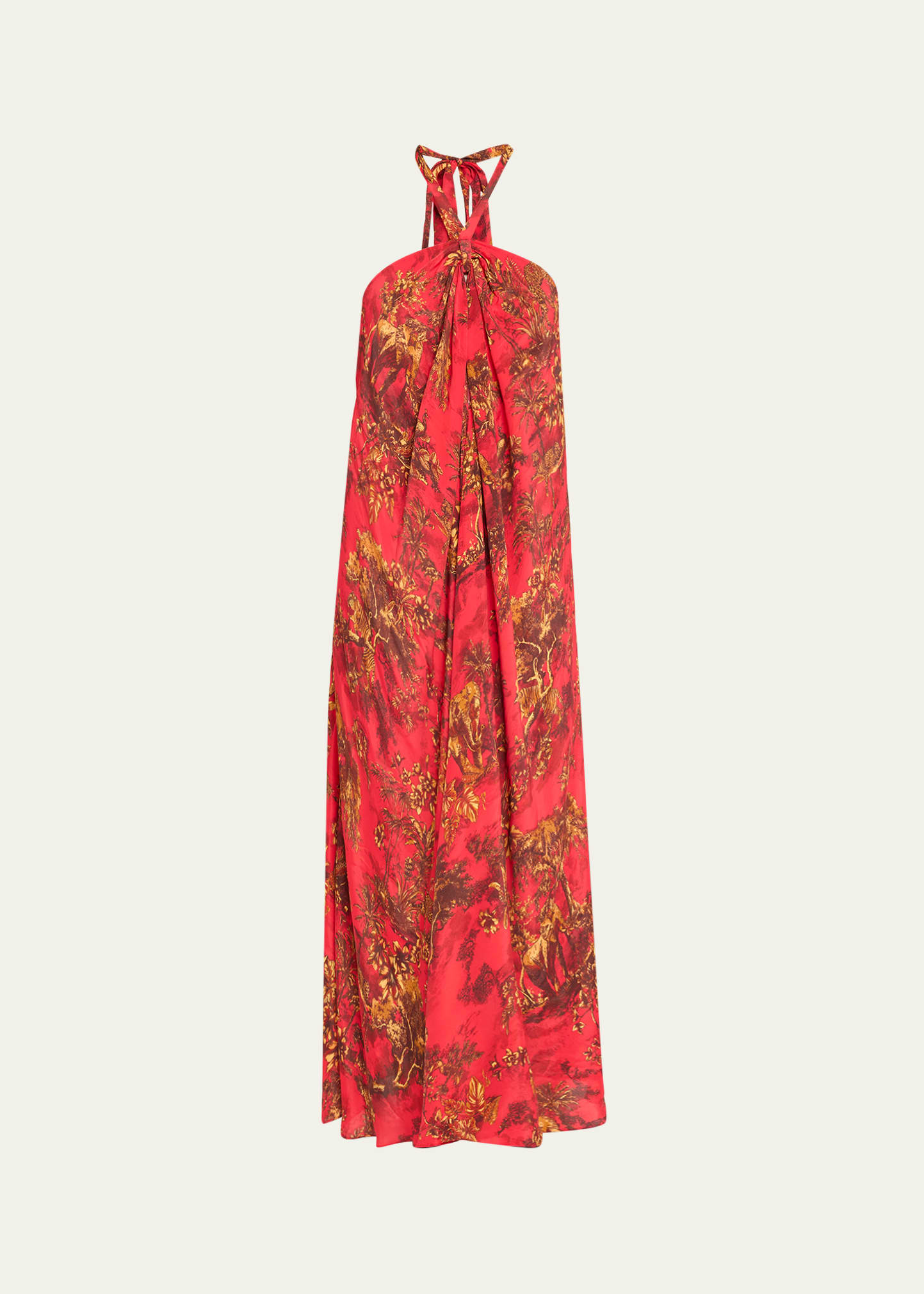 Shop L Agence Geneva Red Jungle Halter Maxi Dress In Scarlet