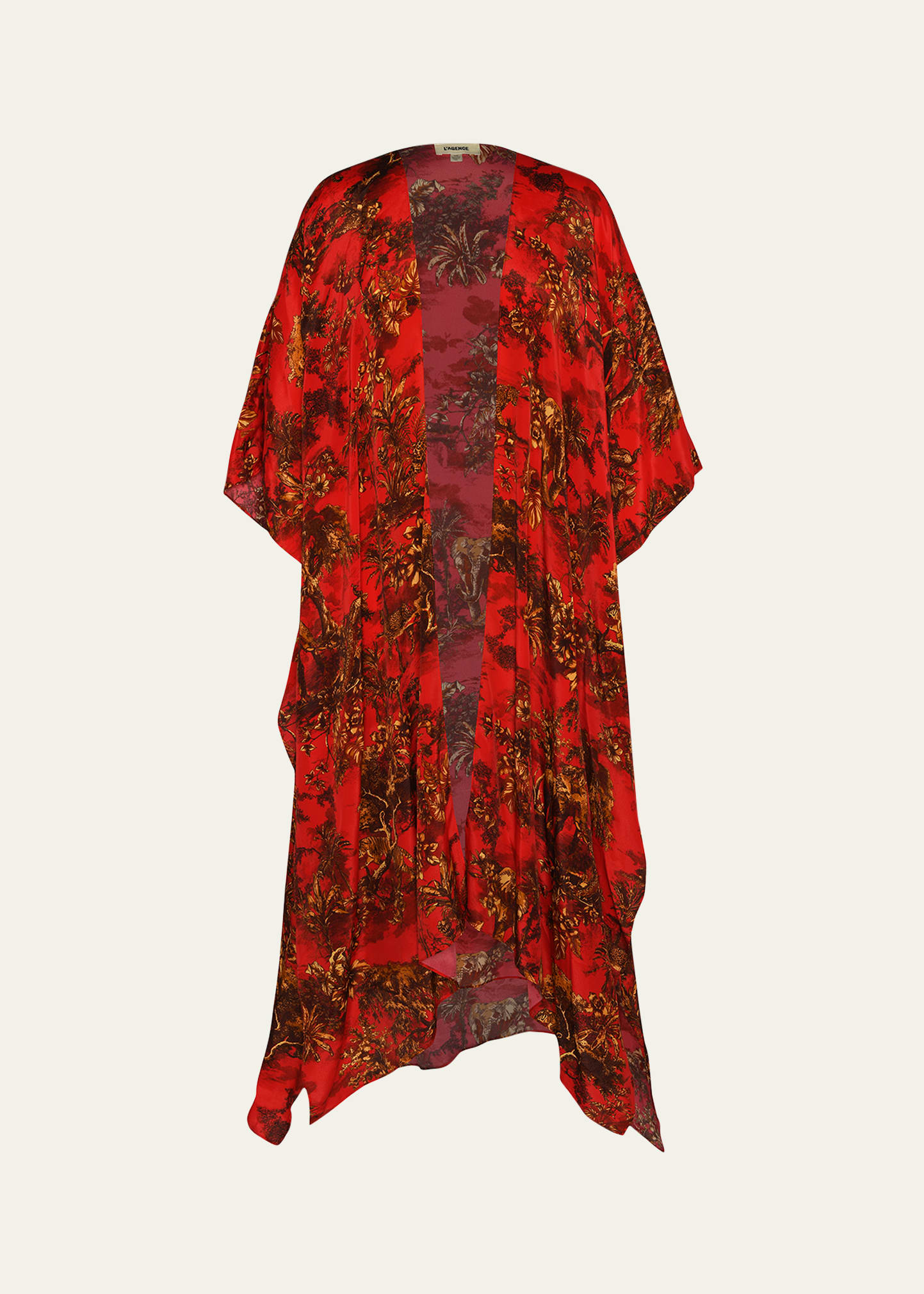 Kara Red Jungle Maxi Kimono Coverup