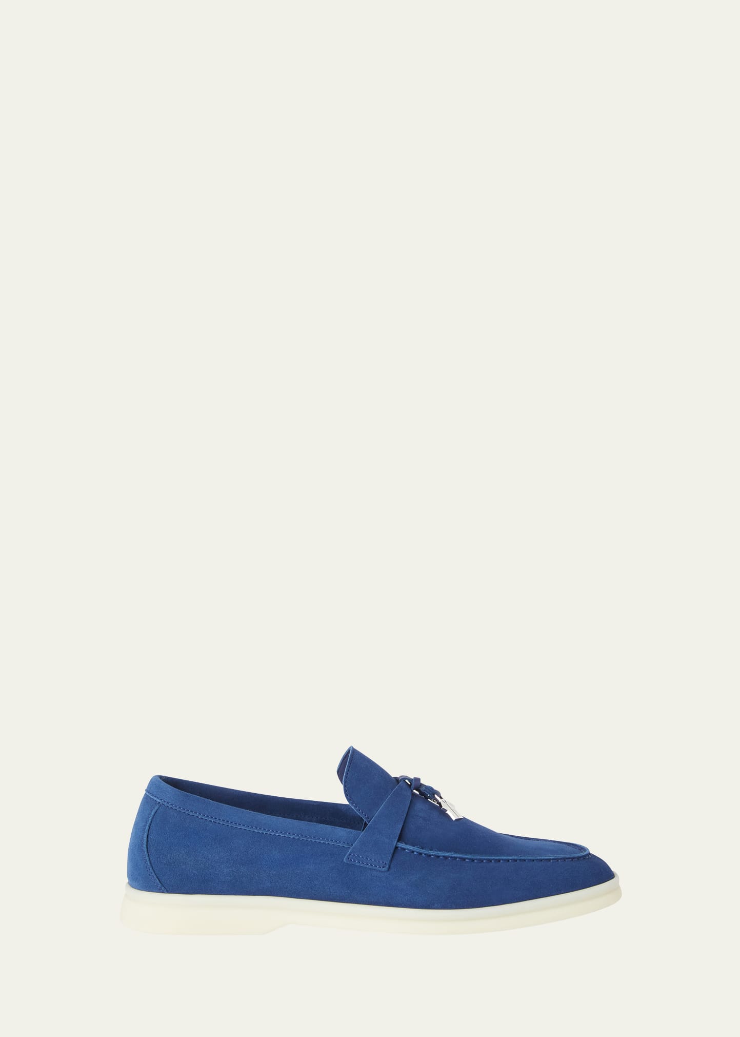 Shop Loro Piana Summer Charms Walk Suede Loafers In W0k9 Blue Anemone