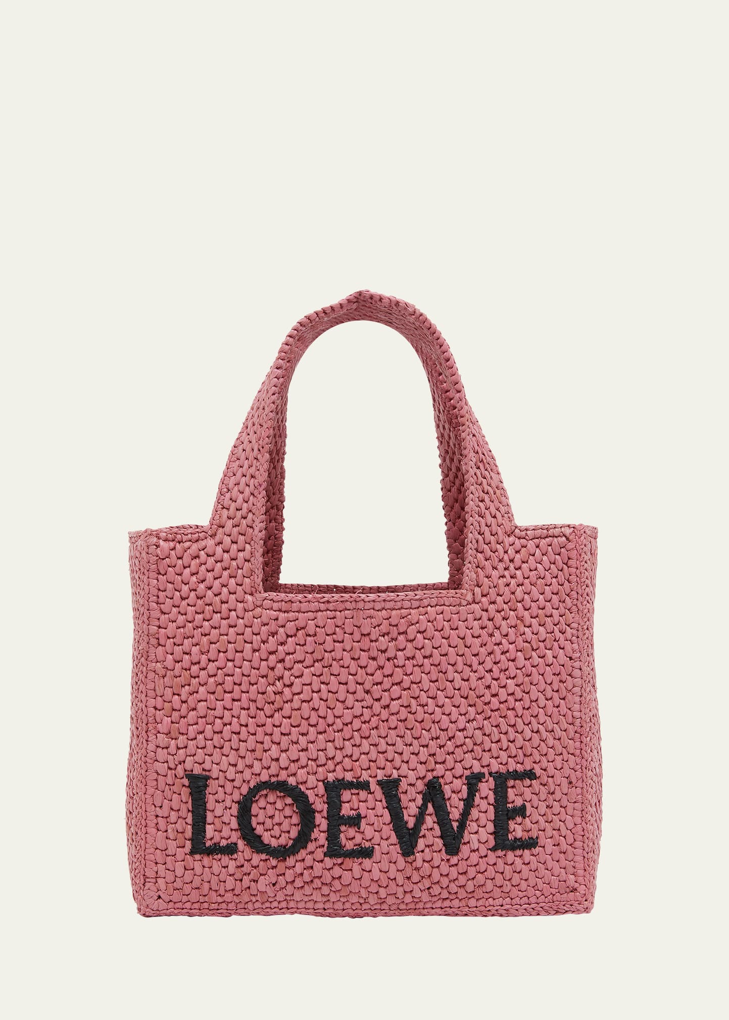 Shop Loewe X Paula's Ibiza Font Logo Mini Tote Bag In Raffia In Sunset Pink
