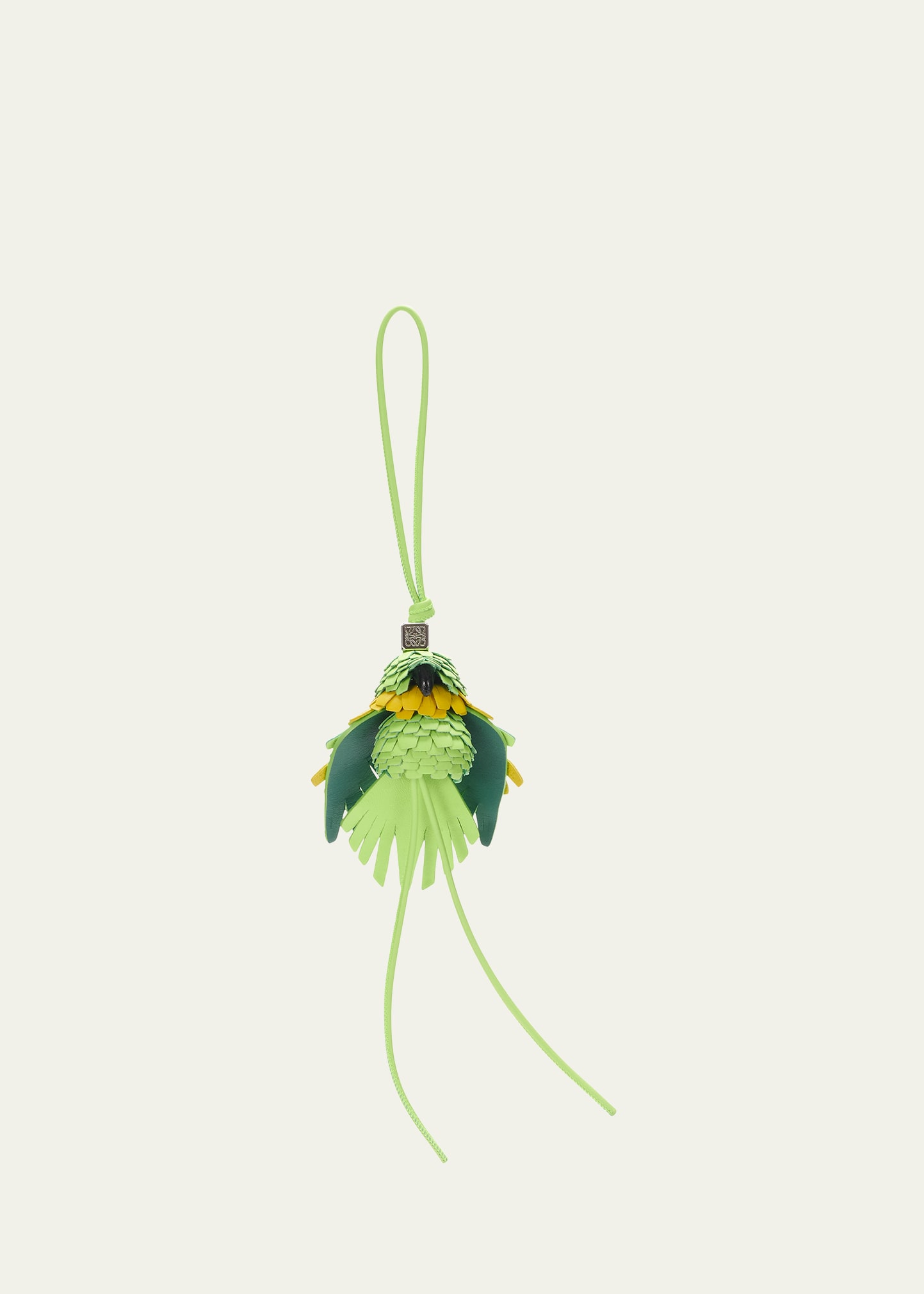 Shop Loewe X Paula's Ibiza Parrot Charm In Leather In Acid Green/lime G