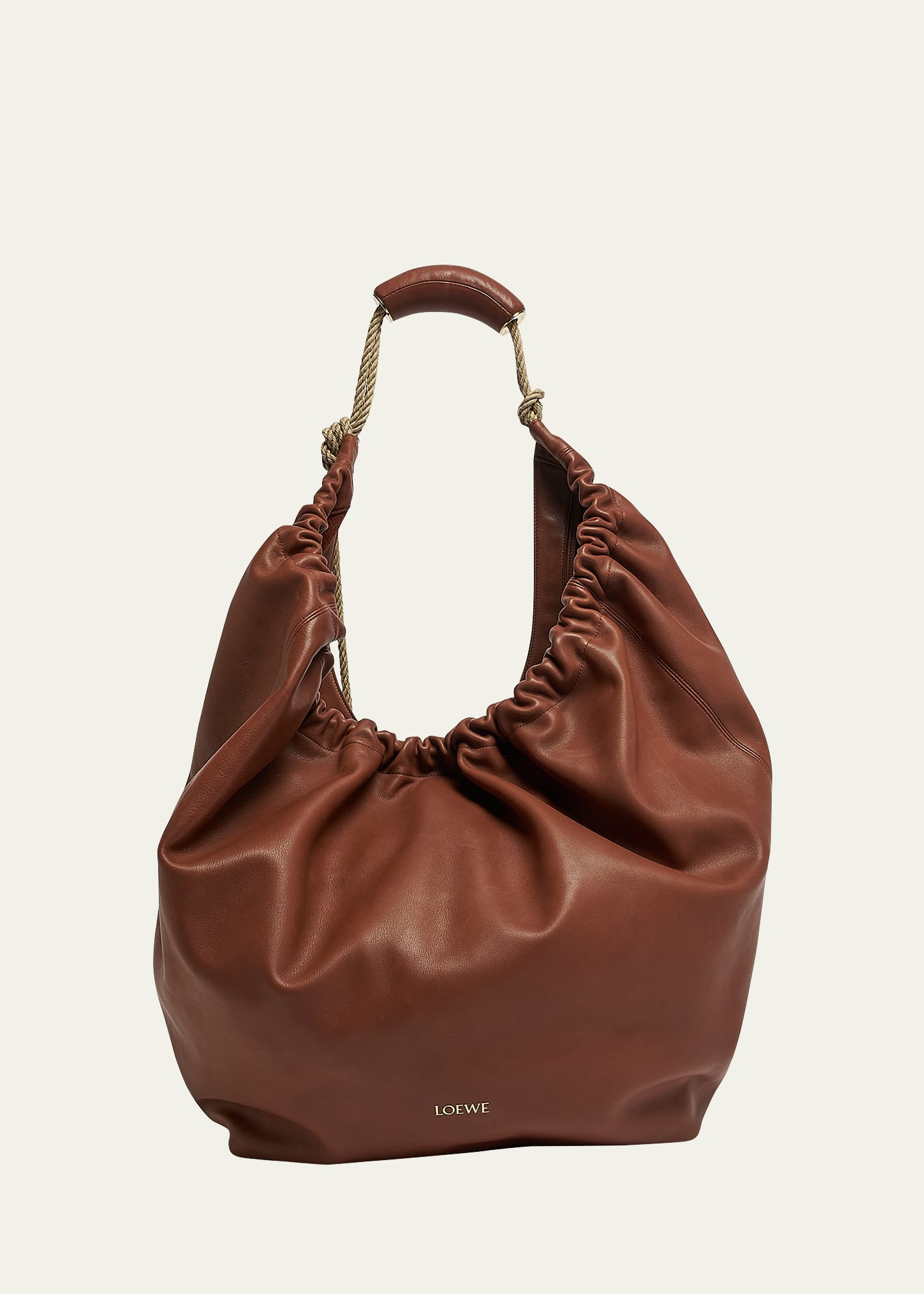 Shop Loewe X Paula's Ibiza Squeeze Xl Shoulder Bag In Leather In Tan