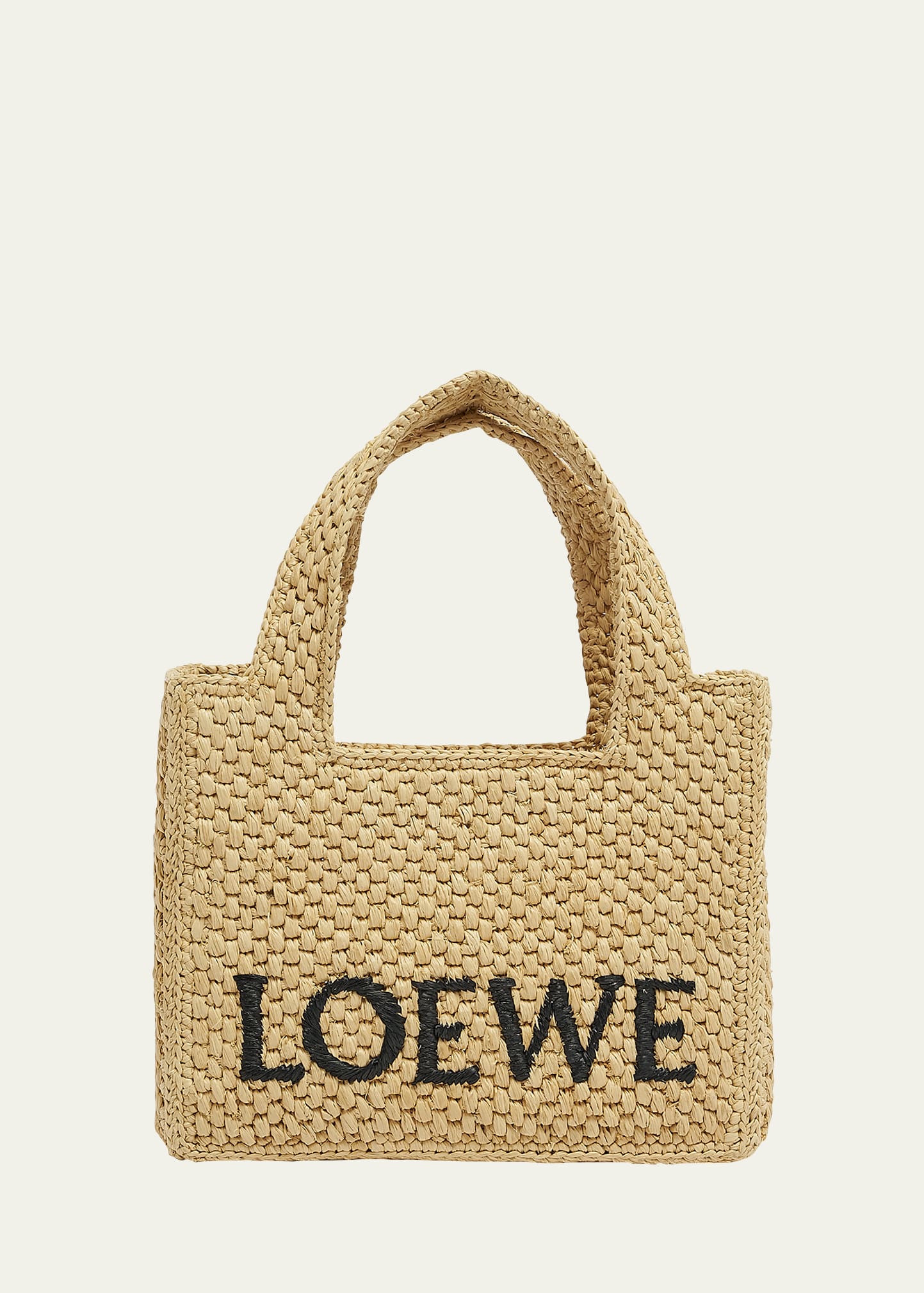 Loewe Logo-embroidered Raffia Tote Bag In Natural