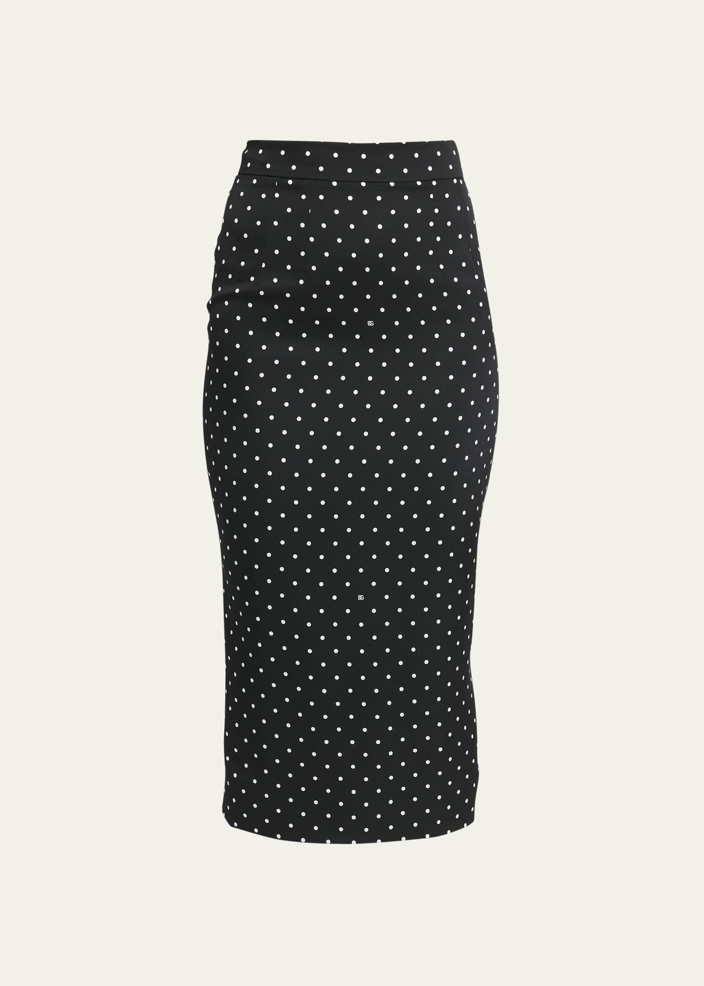 Shop Dolce & Gabbana Polka-dot Pencil Midi Skirt In Black Prt
