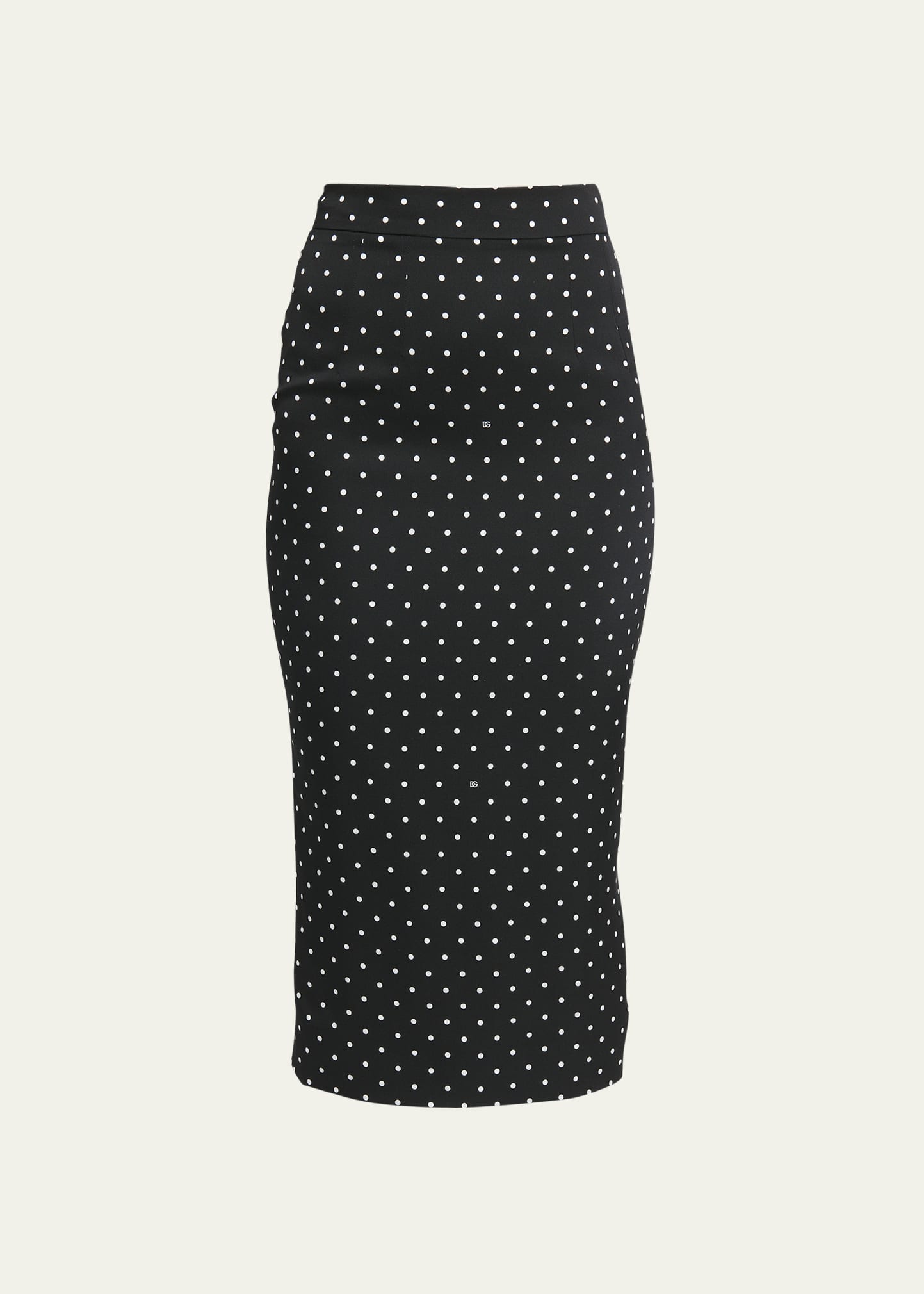 Dolce & Gabbana Polka-dot Pencil Midi Skirt In Black