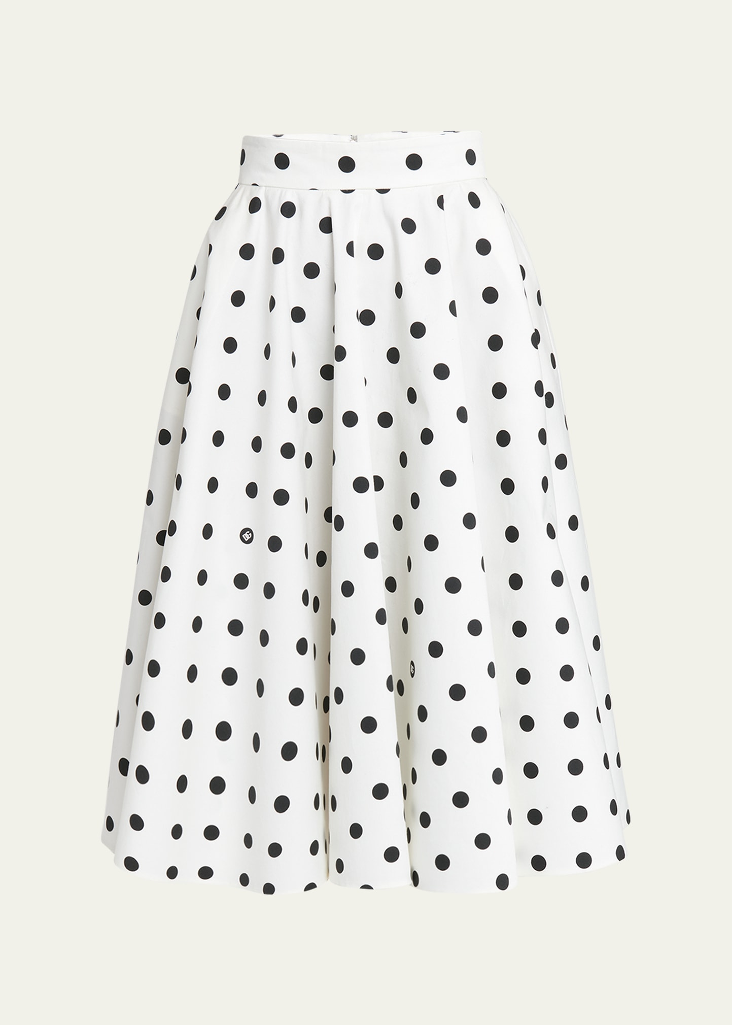 DOLCE & GABBANA POLKA-DOT CIRCLE MIDI SKIRT 