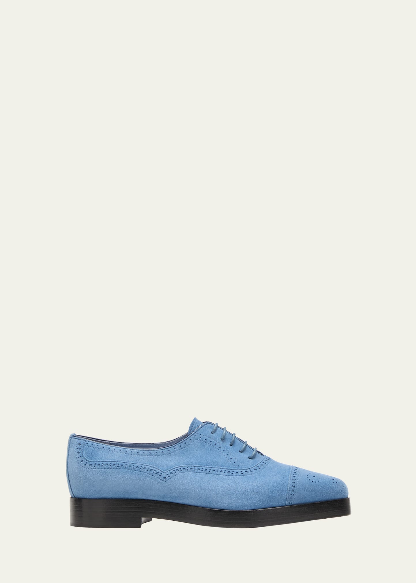 Manolo Blahnik Bation Perforated Suede Derby Loafers In Blue