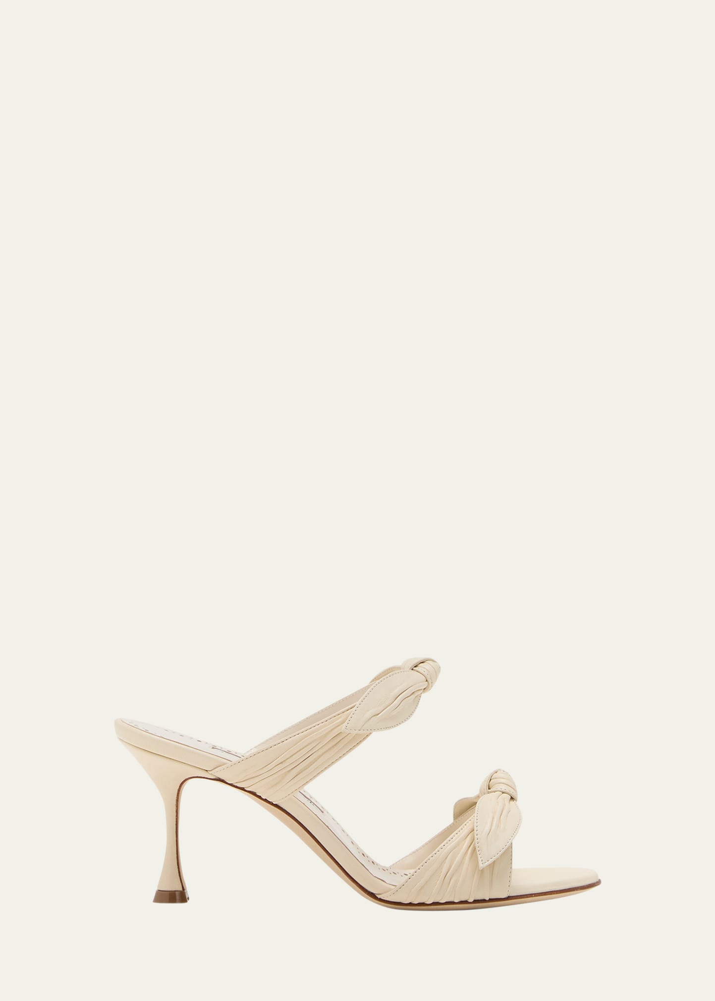 Manolo Blahnik Lollo Knotted Bow Slide Sandals In Neutral
