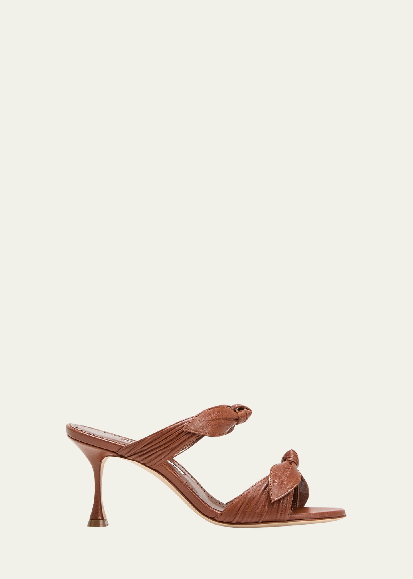 Manolo Blahnik Lollo Knotted Bow Slide Sandals In Brown