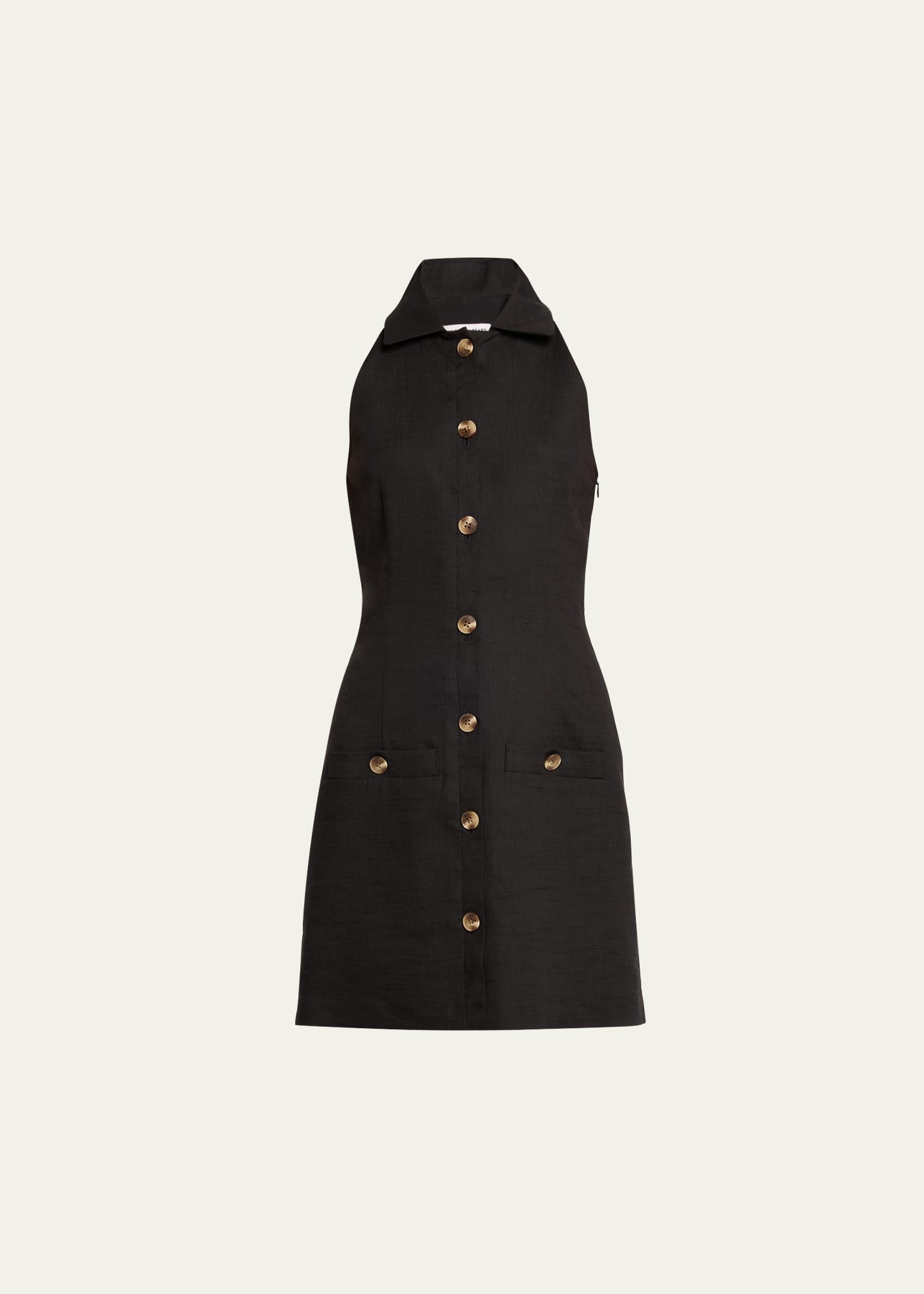 Veronica Beard Roxanne Stretch-linen Shirtdress In Black