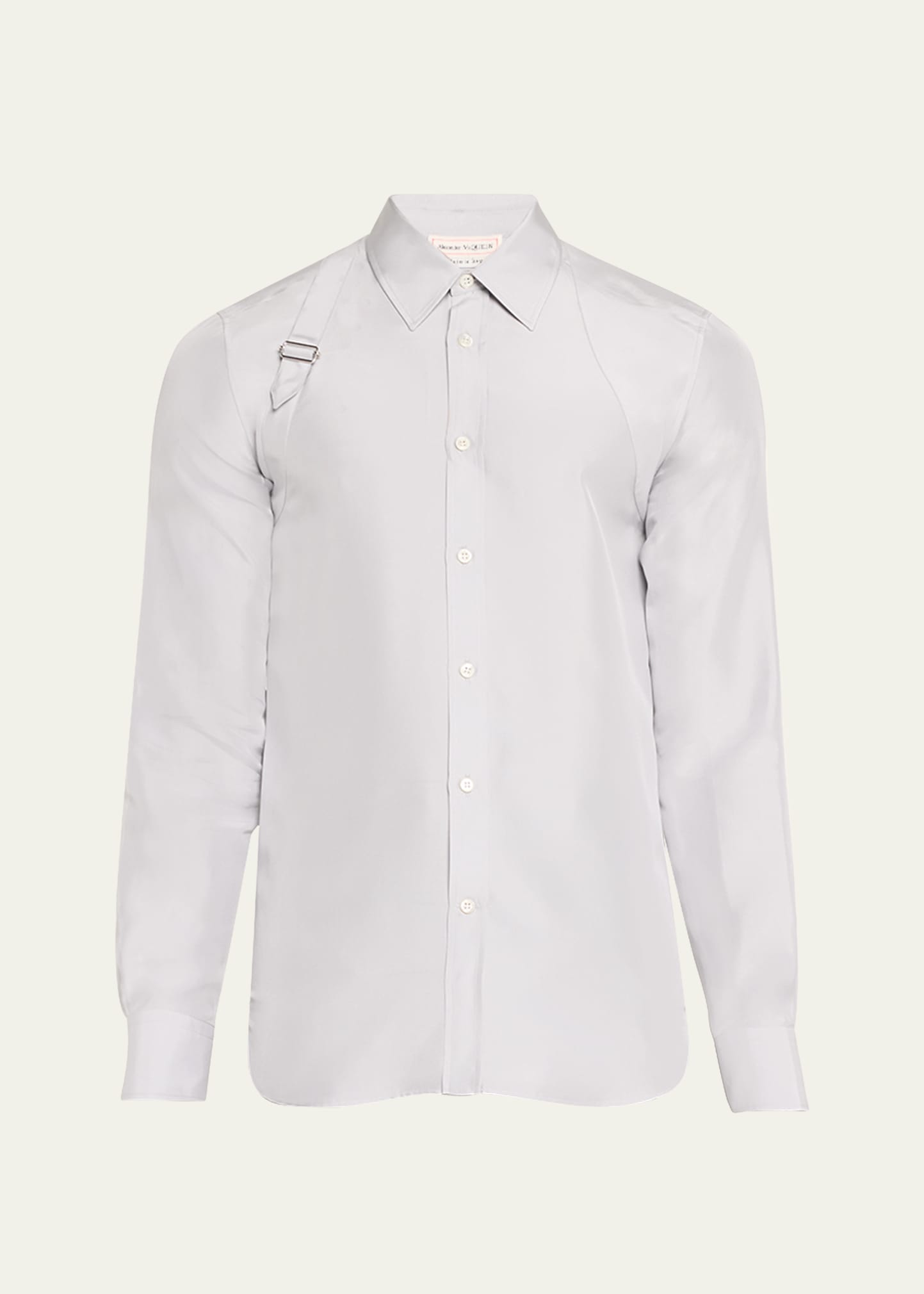 Shop Alexander Mcqueen Men's Tonal Harness Sport Shirt In Dove Grey