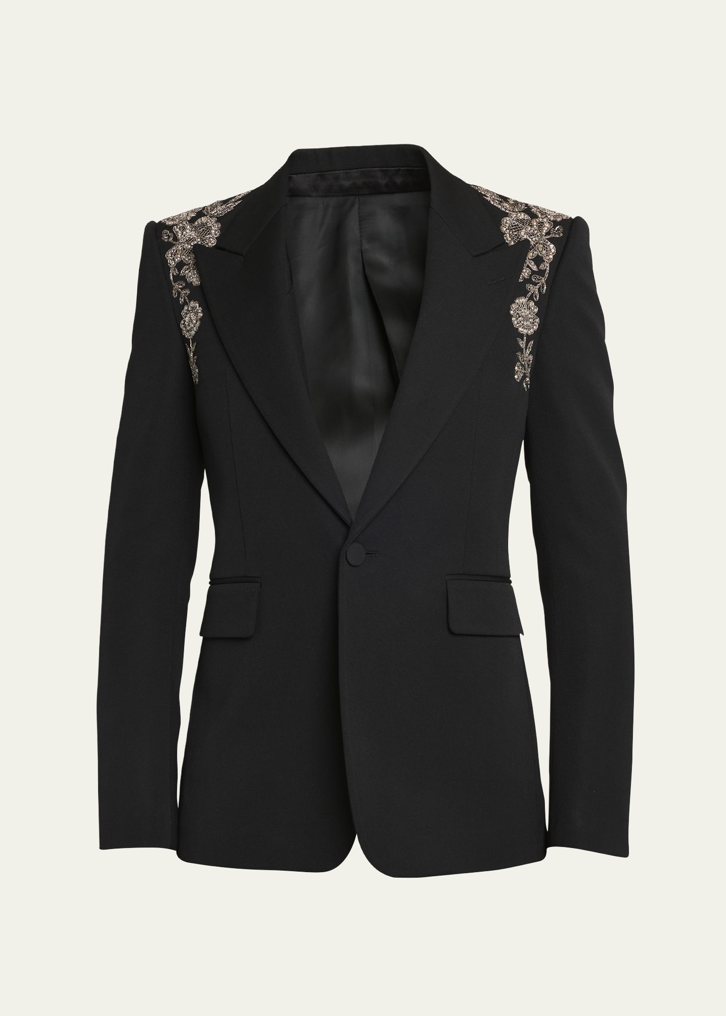 ALEXANDER MCQUEEN MEN'S EMBROIDERED HARNESS TUXEDO JACKET 