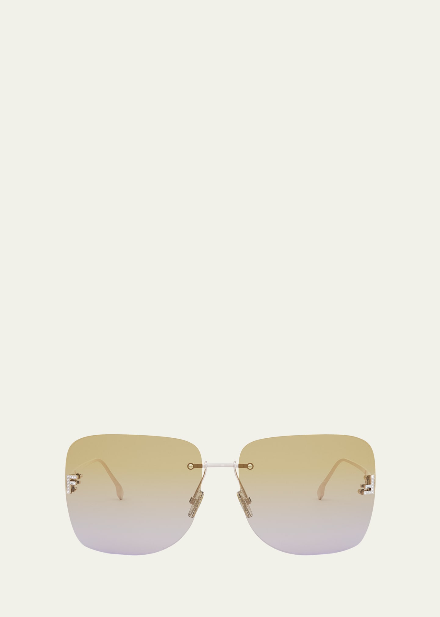 Fendi Embellished Logo Metal Butterfly Sunglasses In Gold