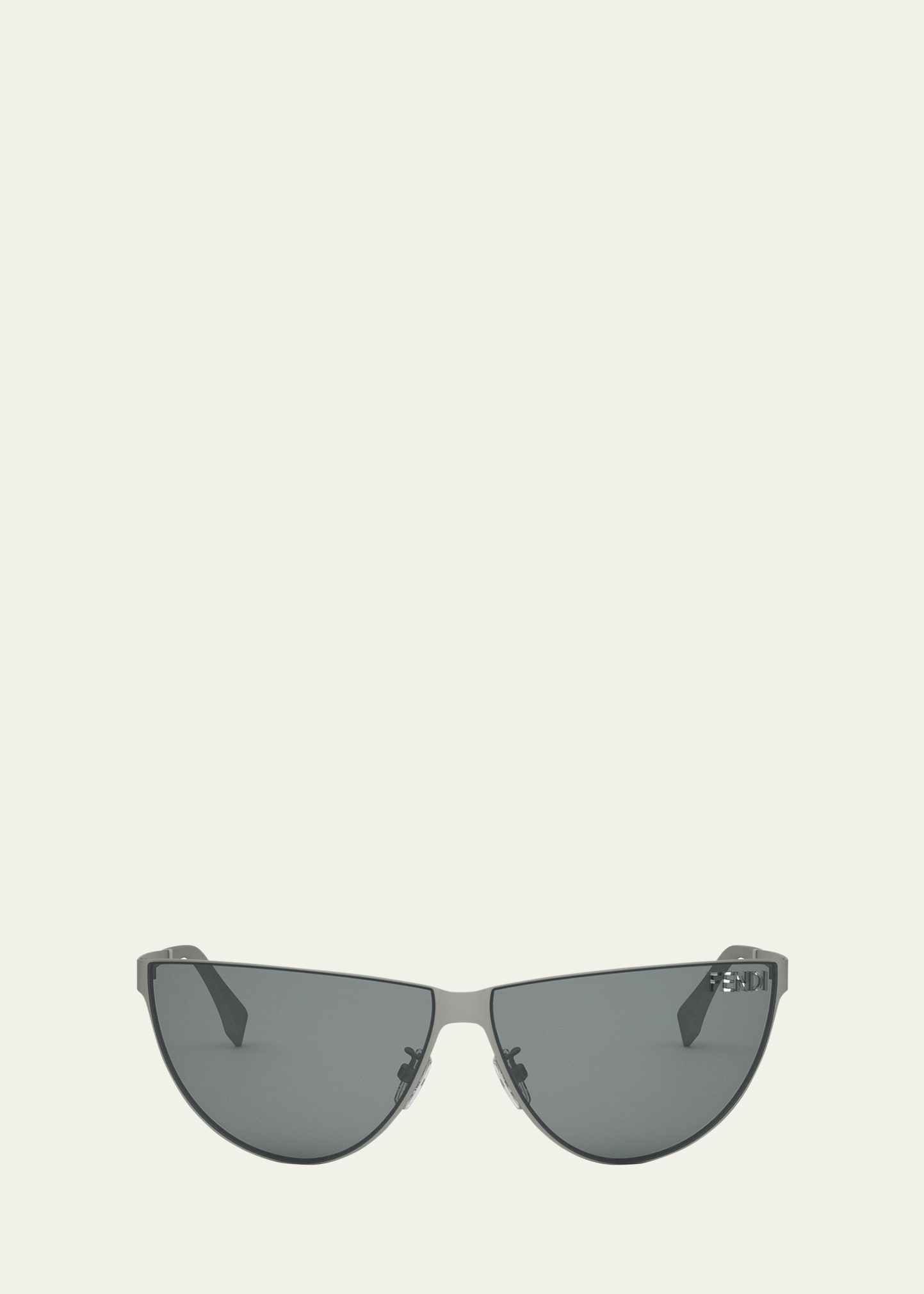 Fendi Cut-out Logo Metal Cat-eye Sunglasses In Gray