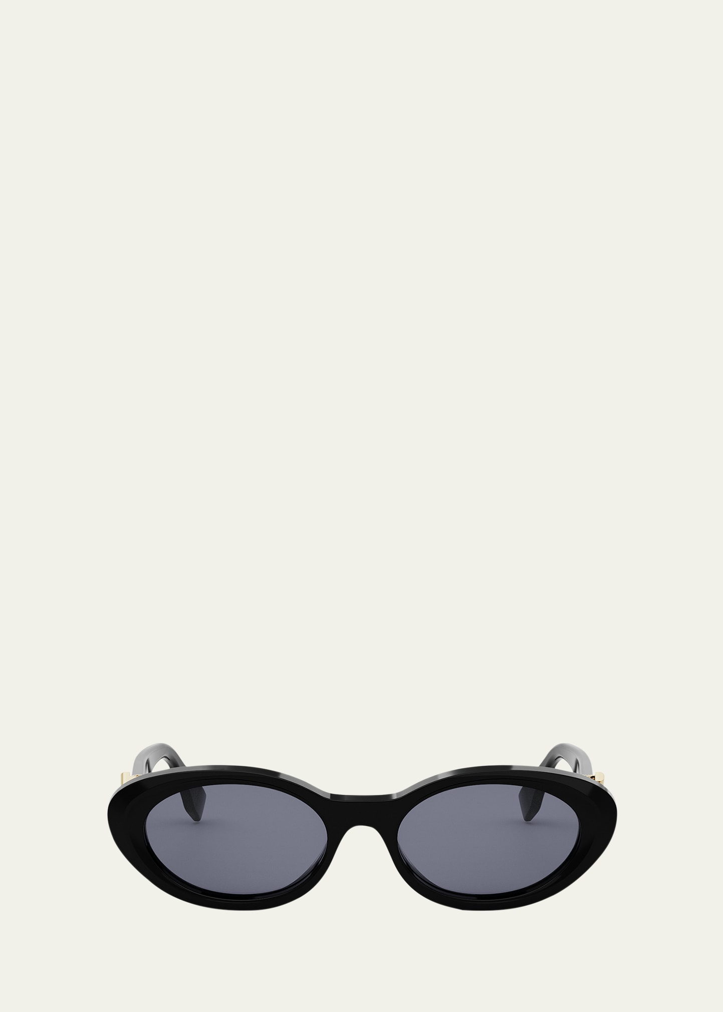 Diamond Black Acetate Oval Sunglasses
