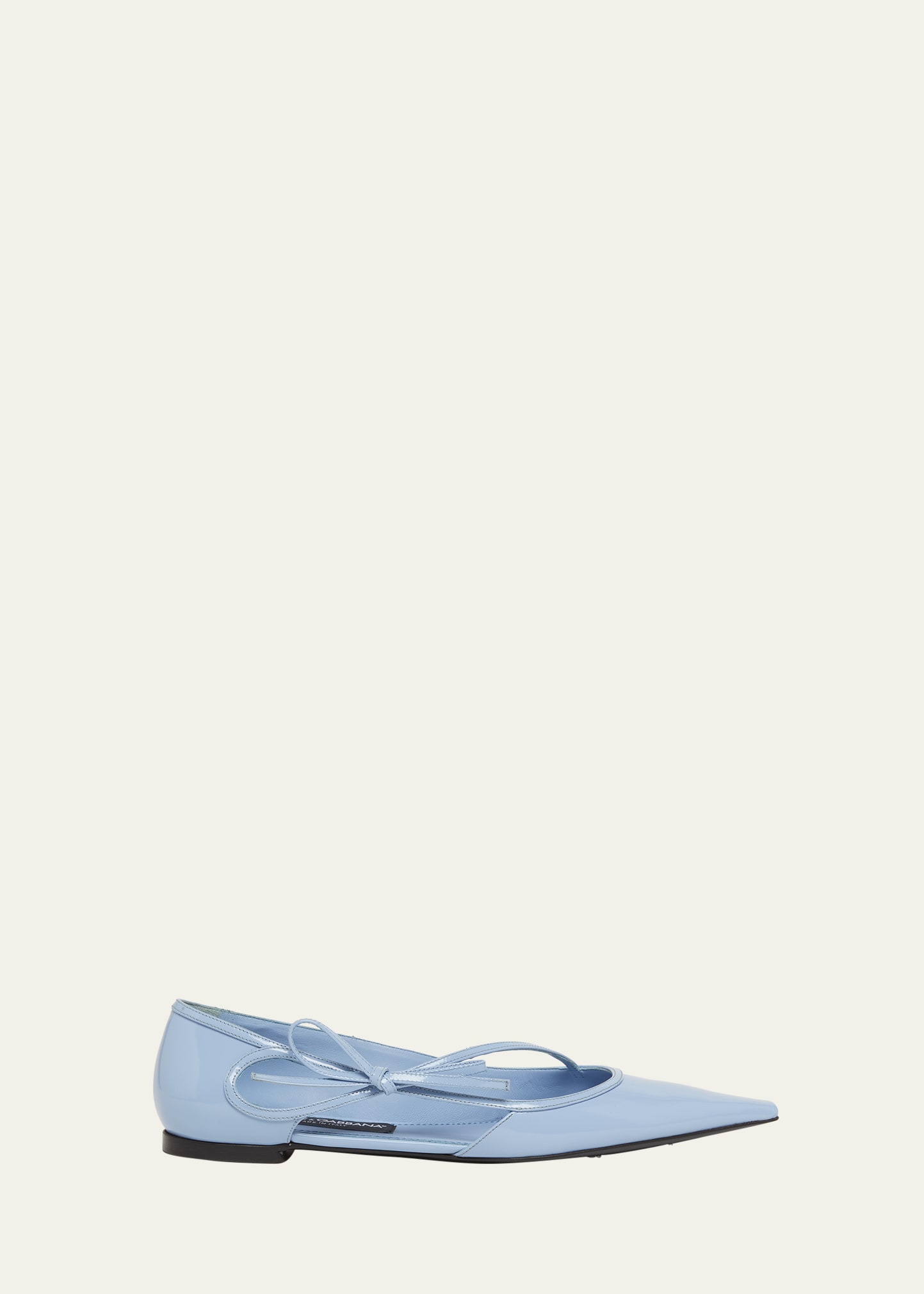 Dolce & Gabbana Mun Polished Leather Ballet Flats In Carta Zucchero