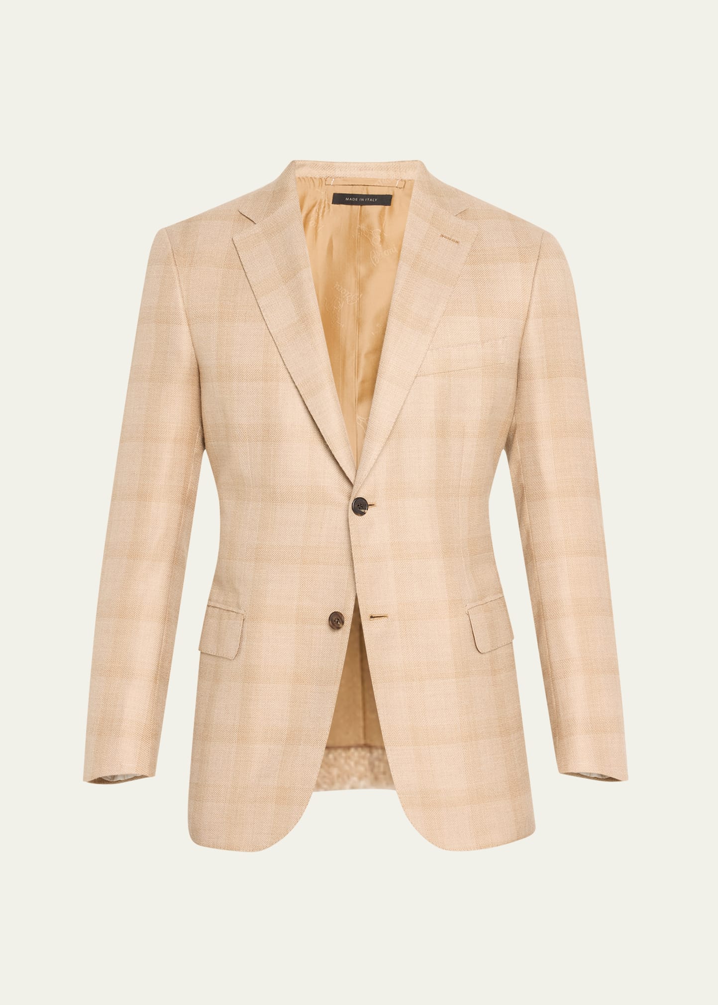 Brioni Men's Cashmere-silk Plaid Sport Coat In Beige