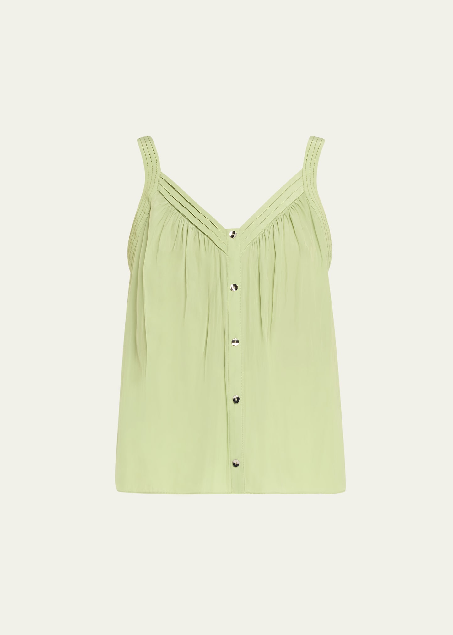 Shop Ramy Brook Mary Button-front Sleeveless Blouse In Kiwi