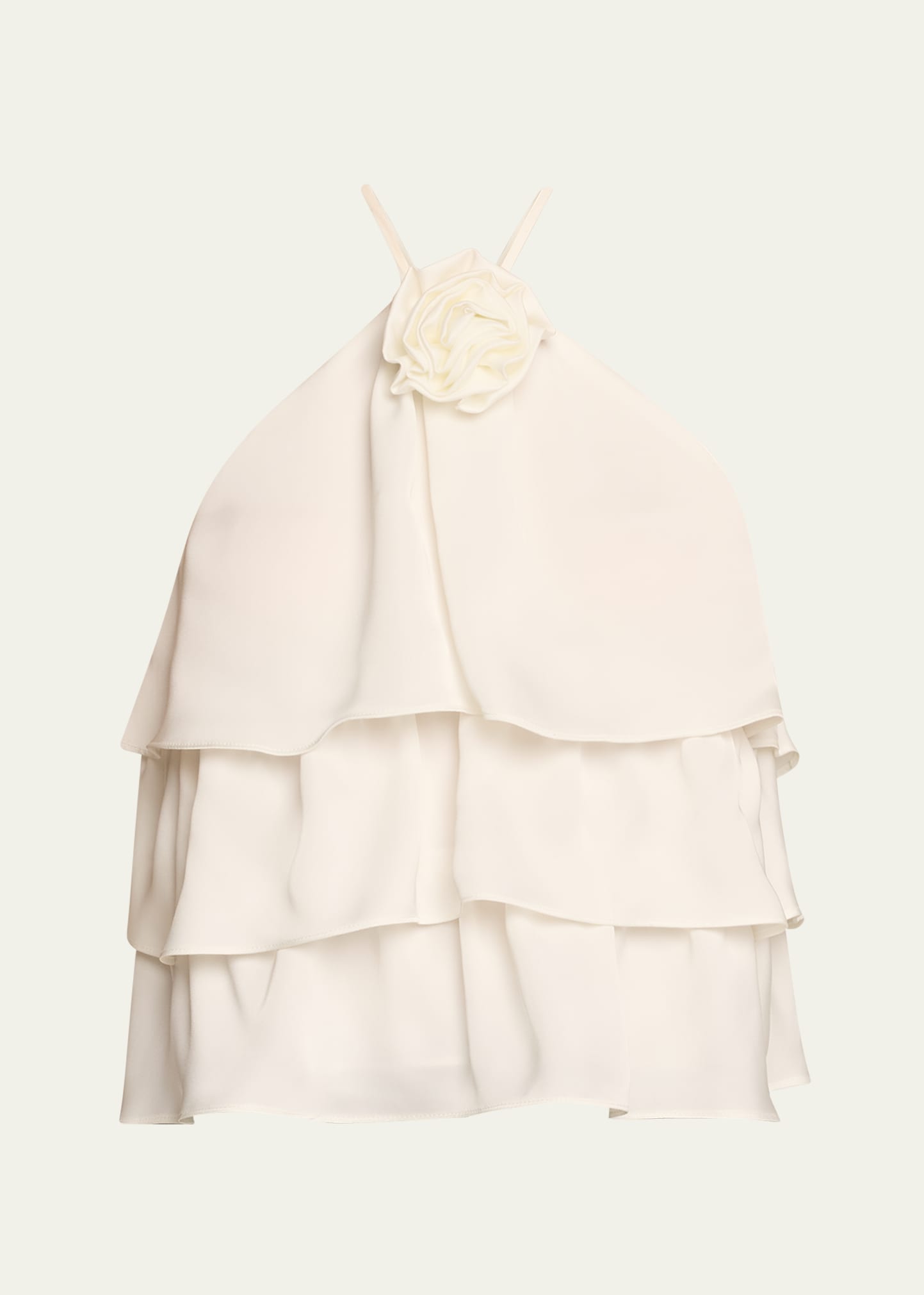 Shop Ramy Brook Minnie Rosette Tiered Halter Blouse In Ivory