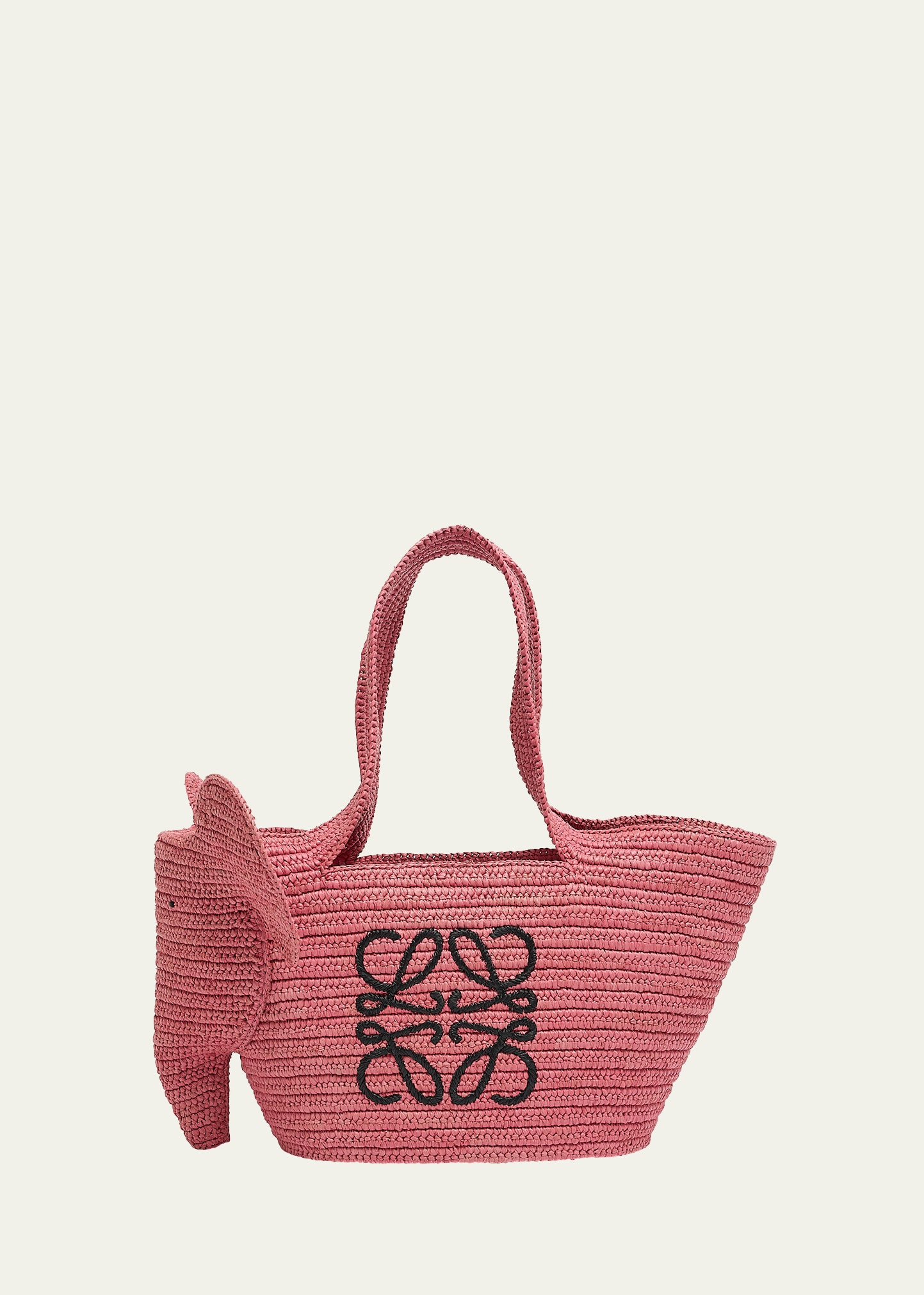 Shop Loewe Small Elephant Basket Bag In Raffia In 6786 Sunset Pink