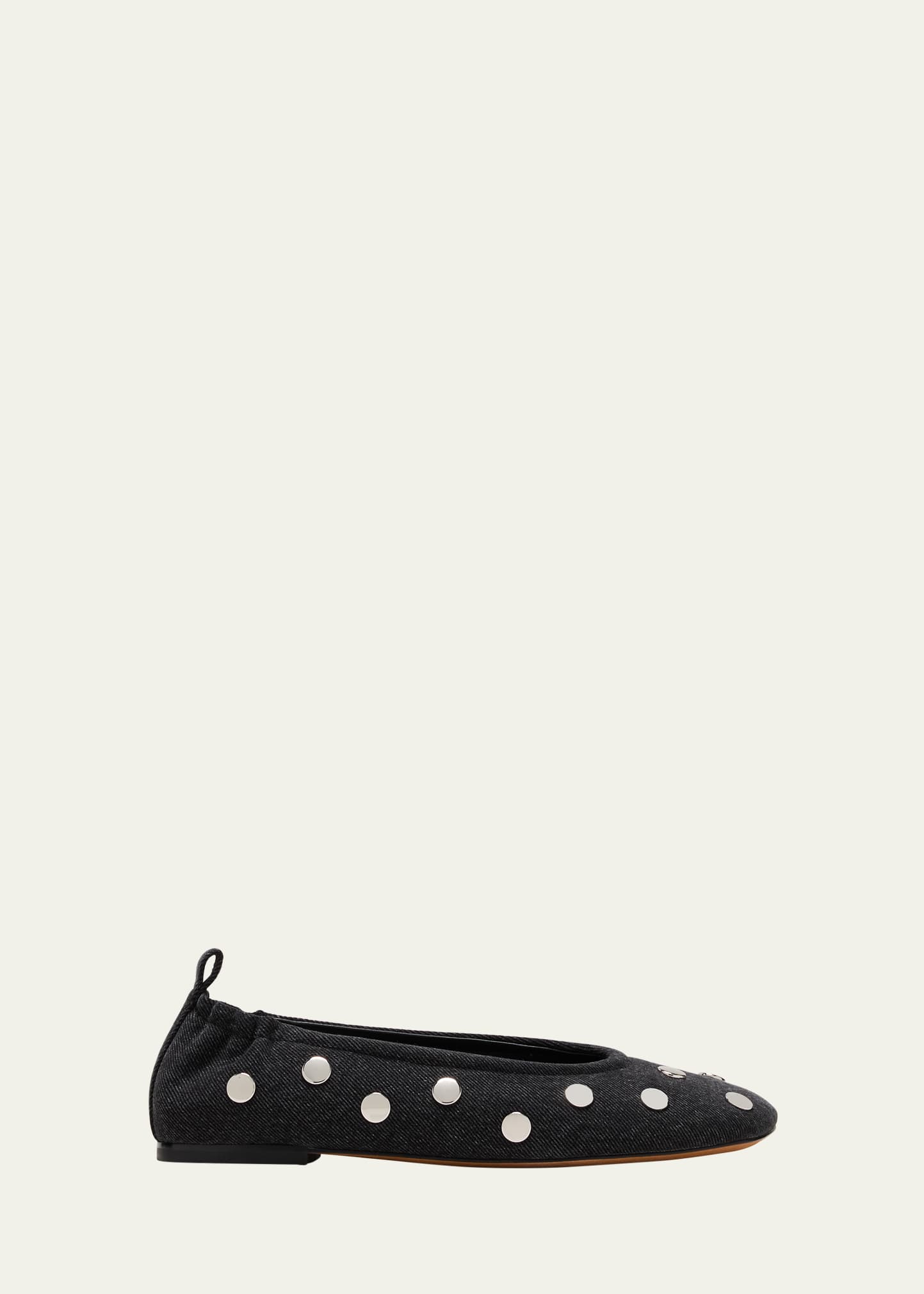Shop 3.1 Phillip Lim Studded Denim Ballerina Flats In Washed Blk